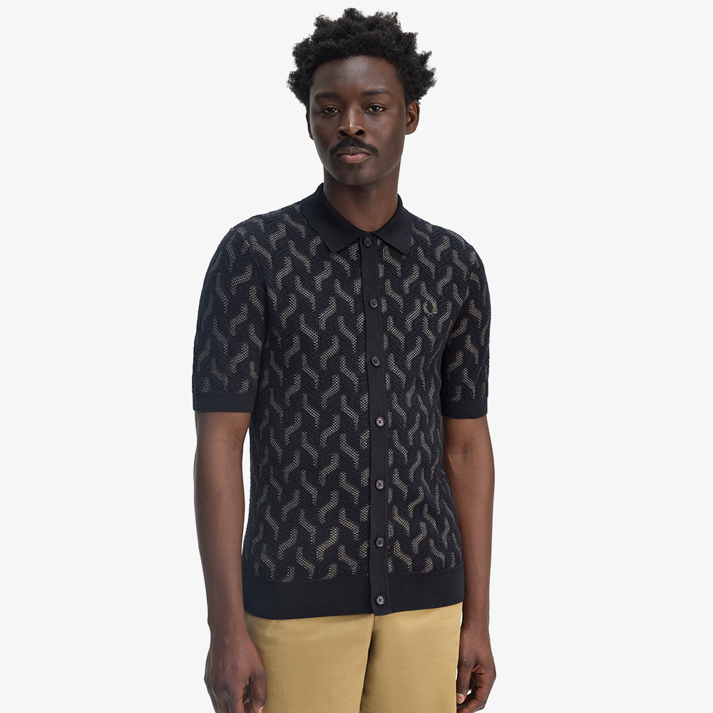 프레드페리 포인텔 케이블 니트 셔츠 블랙(Fred Perry Pointelle Cable Knitted Shirt Black) - 4