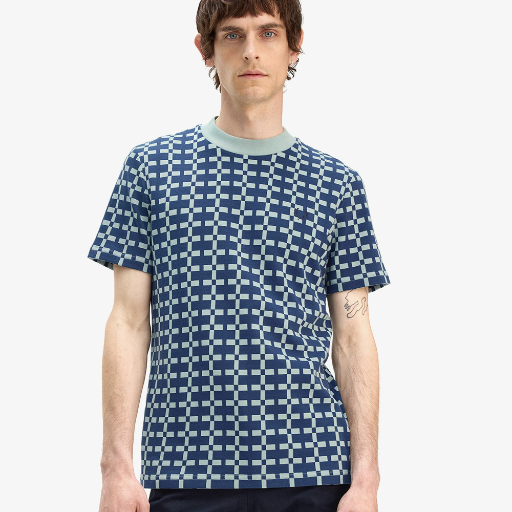프레드페리 지오메트릭 자카드 티셔츠 실버 블루(Fred Perry Geometric Jacquard T-Shirt Silver Blue) - 4