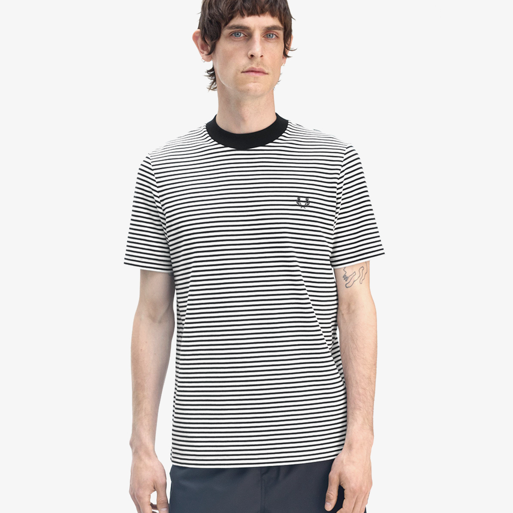 프레드페리 파인 스트라이프 티셔츠 네이비/스노우 화이트(Fred Perry Fine Stripe T-Shirt Navy/Snow White) - 4