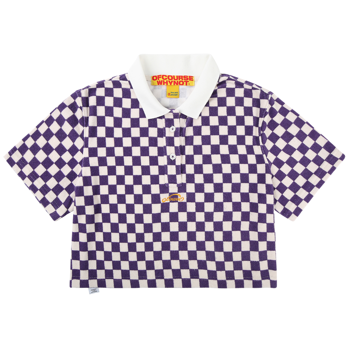 OW42TCF09 ofcoursewhynot Everyday Holiday Chk Cropped Polo Purple