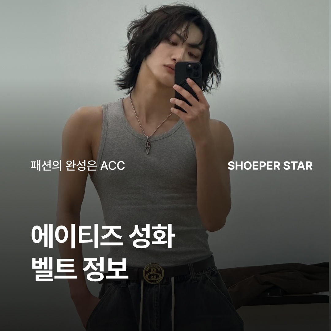 스투시 SS 링크 버클 벨트 브라운 착용 스타일 - 1
