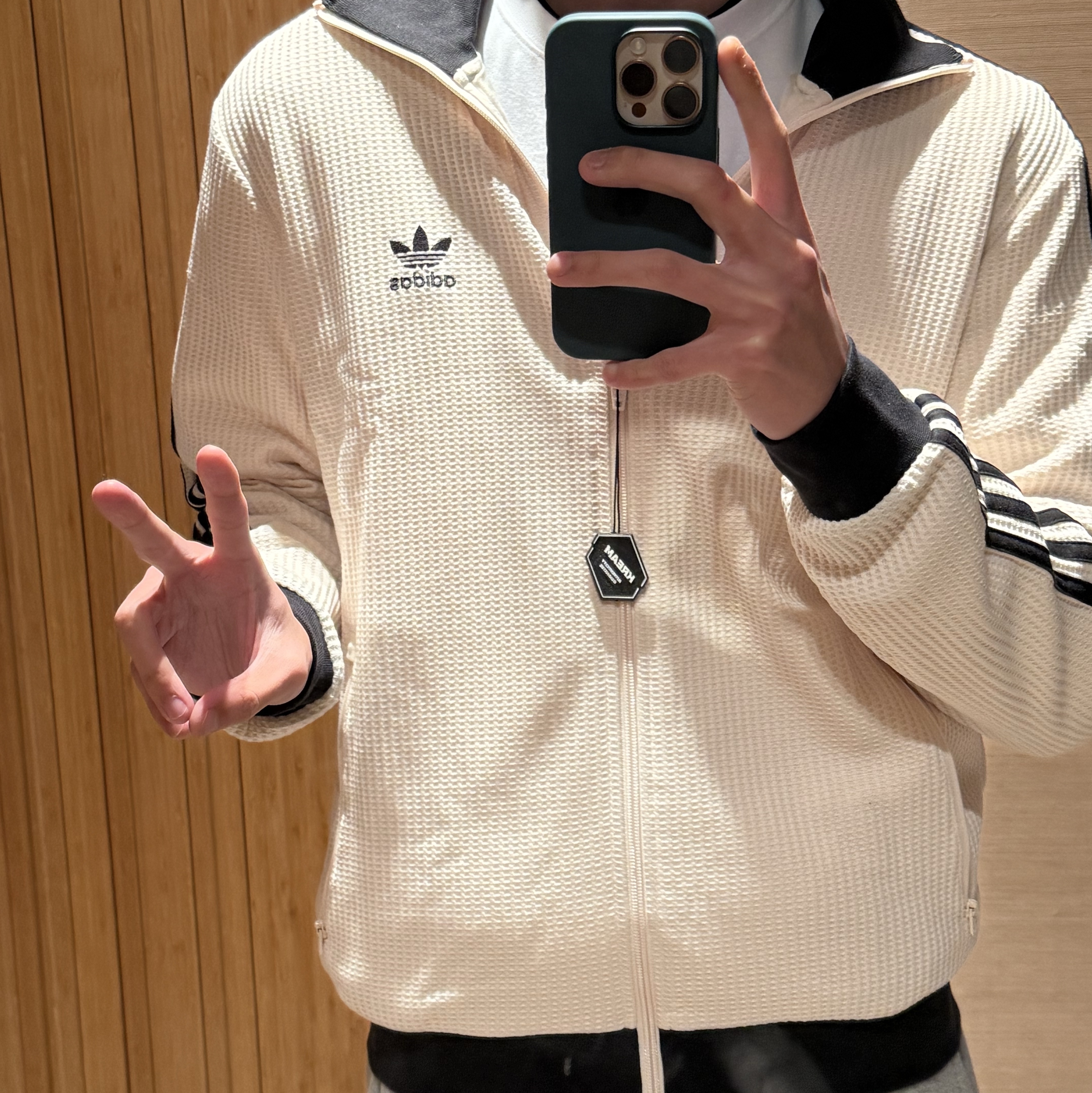 Adidas Waffle Beckenbauer Track Top Wonder White - KR Sizing 착용 스타일