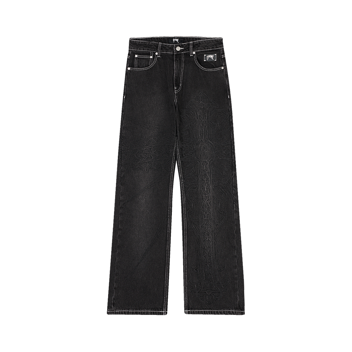 리벤지 스파이크 크로스 자수 데님 팬츠 블랙 - 25SS(Revenge Spike Cross Embroidered Denim Pant Black - 25SS)