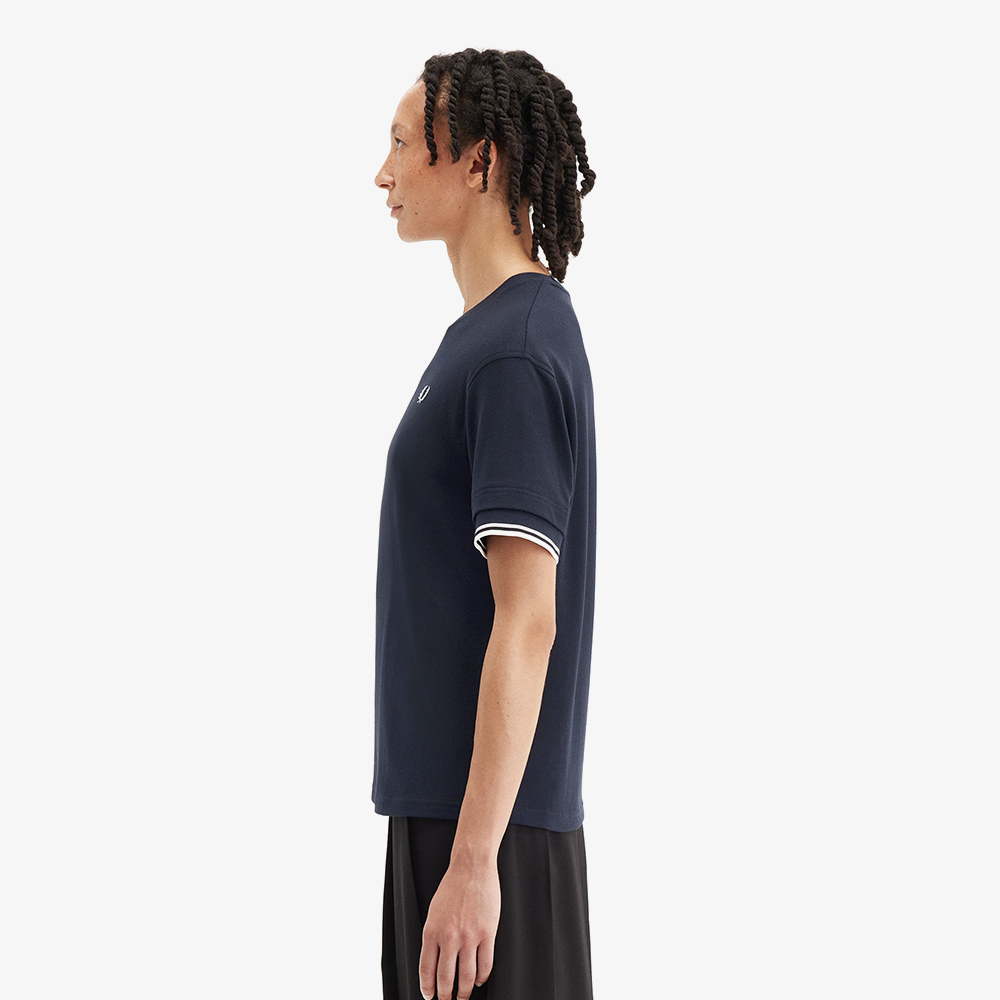 프레드페리 우먼즈 팁드 피케 티셔츠 네이비(Fred Perry Womens Tipped Pique T-Shirt Navy) - 3