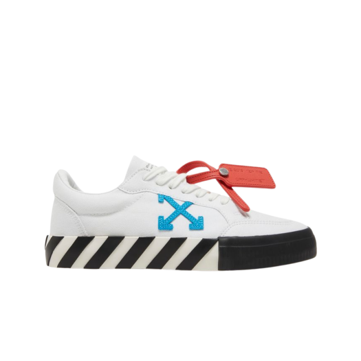 (W) Off-White Low Vulcanized Canvas Sneakers White Blue