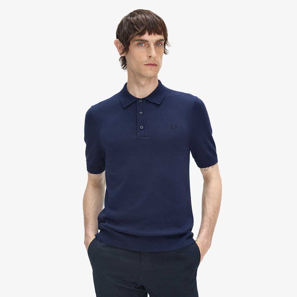 프레드페리 숏 슬리브 코튼 니트 셔츠 테니스 블루(Fred Perry Cotton Knitted Shirt Tennis Blue) - 4