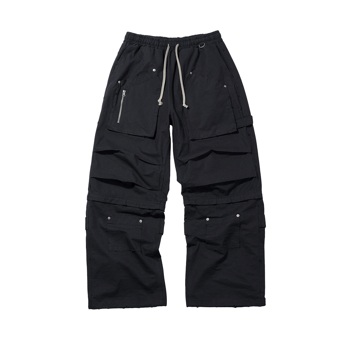 TP0063-1 Flavorism VTG Detachable Ripstop Cargo pants Washed Black - 대표 이미지 #1