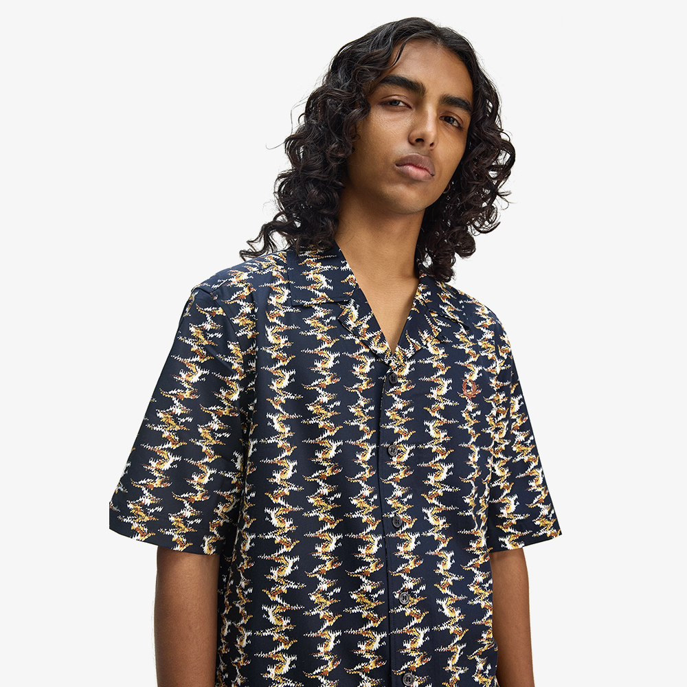 프레드페리 앱스트랙트 프린트 리비어 칼라 셔츠 네이비(Fred Perry Abstract Print Revere Collar Shirt Navy) - 4