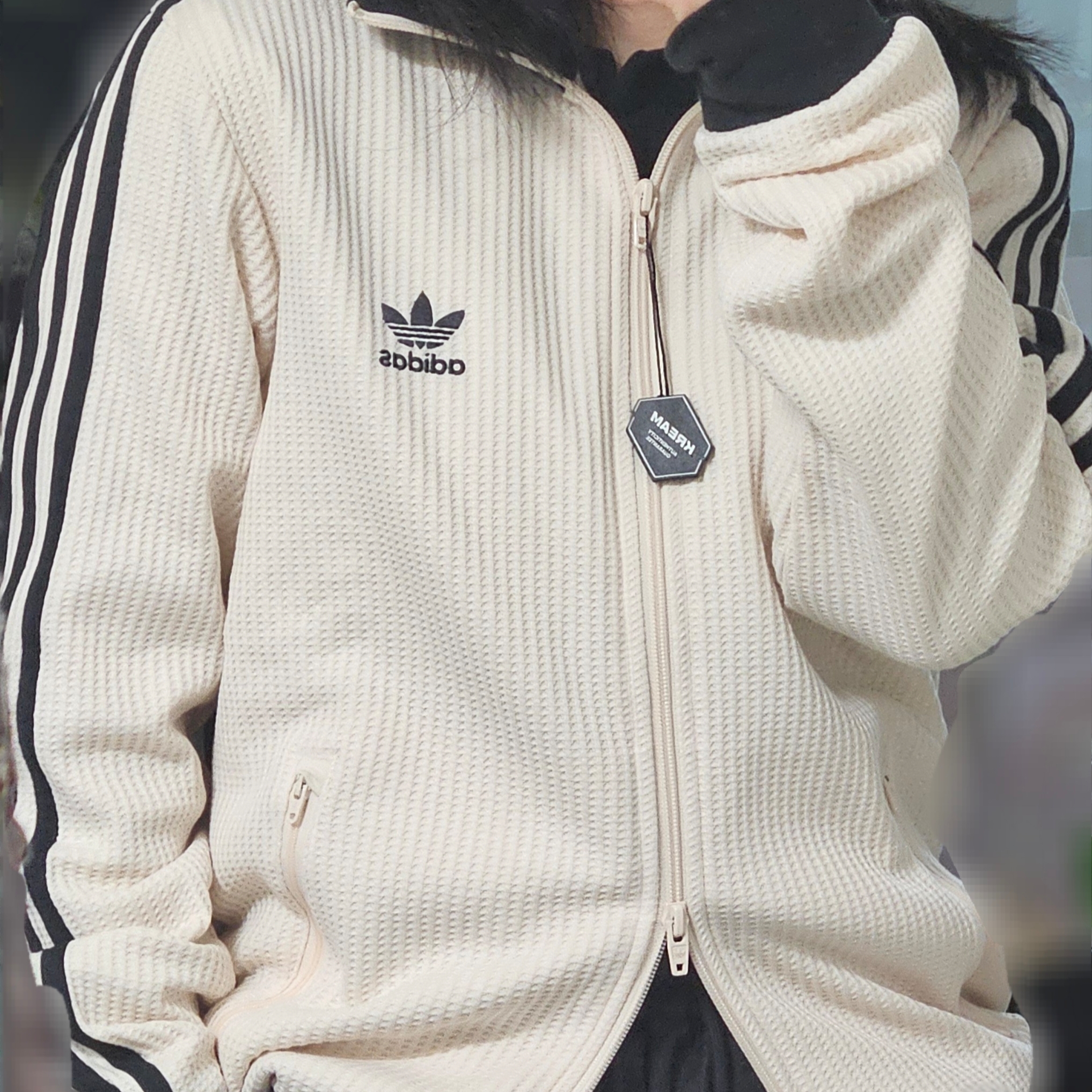 Adidas Waffle Beckenbauer Track Top Wonder White - KR Sizing 착용 스타일