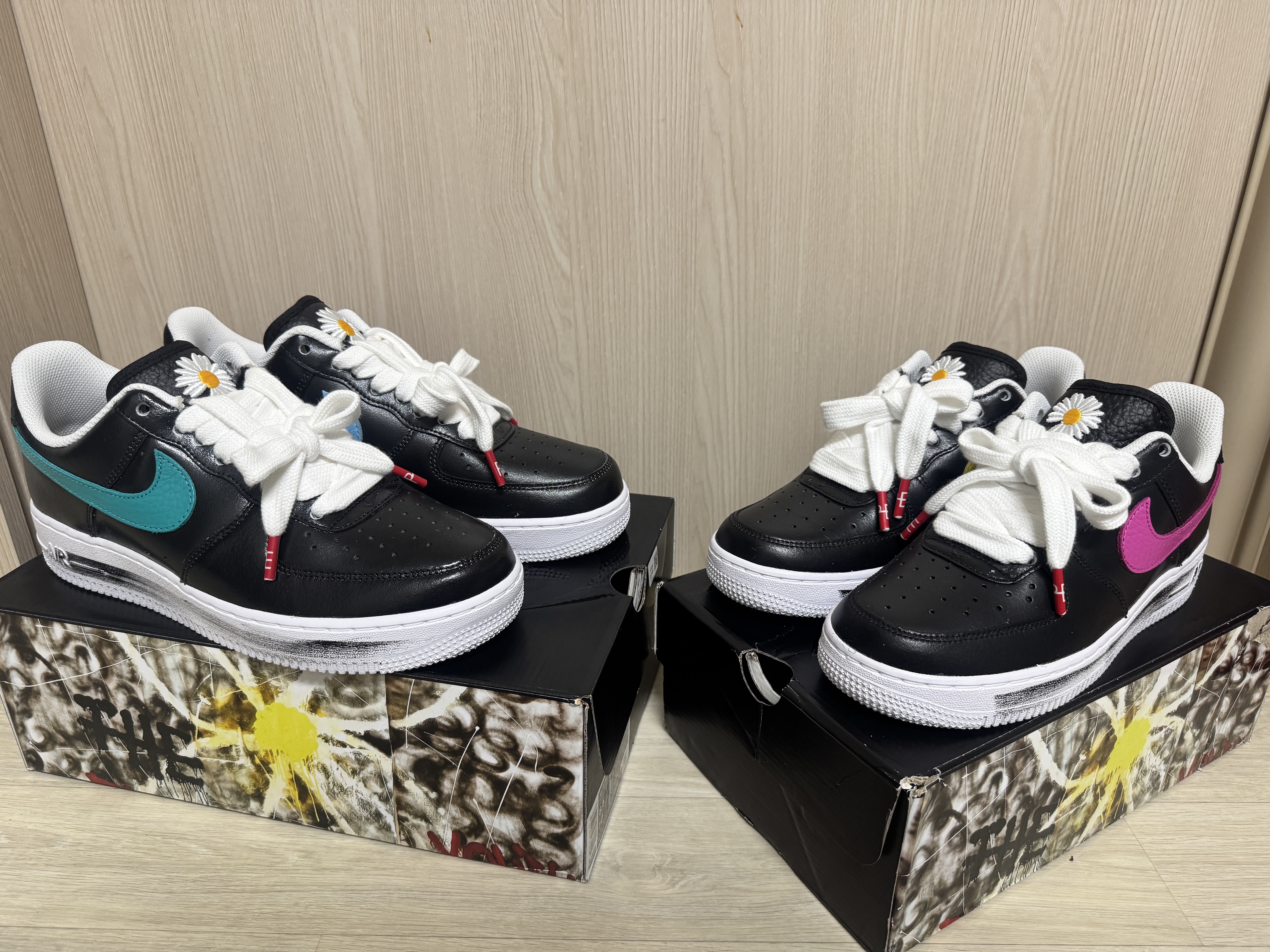 Nike x Peaceminusone Air Force 1 Low Para-Noise 3.0 Black and Multicolor 착용 스타일