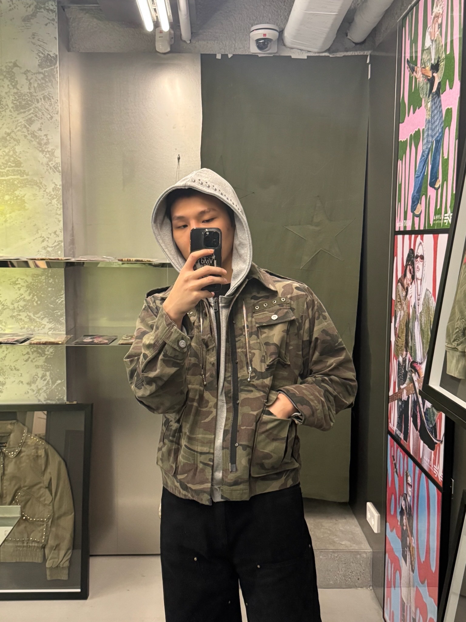 Vacant Archive Noah Stud Hood Zip-Up Black, Vacant Archive Noah Stud Hood Zip-Up Grey 착용 스타일