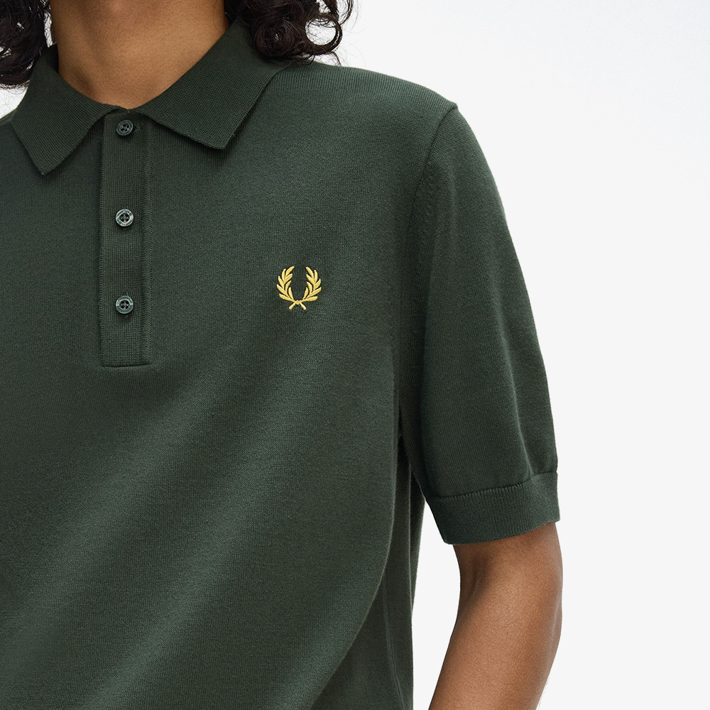 프레드페리 숏 슬리브 코튼 니트 셔츠 코트 그린(Fred Perry Cotton Knitted Shirt Court Green) - 5