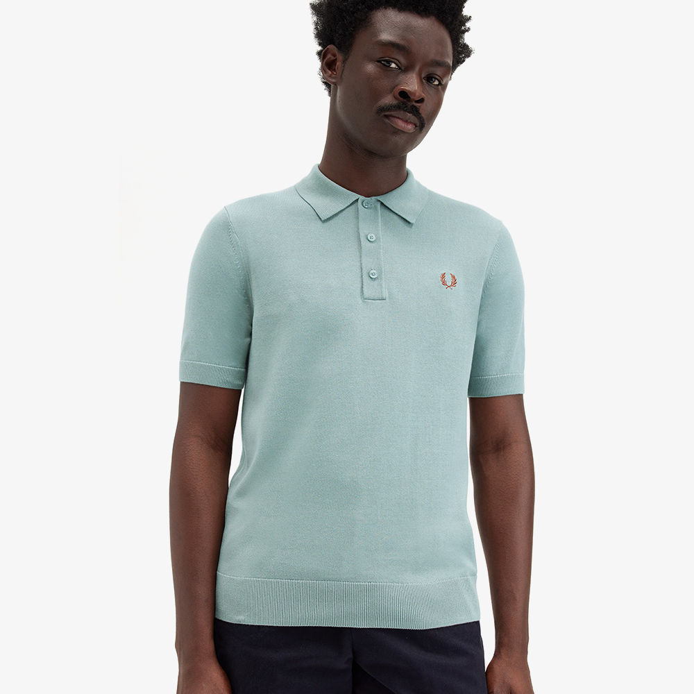 프레드페리 숏 슬리브 코튼 니트 셔츠 실버 블루(Fred Perry Cotton Knitted Shirt Silver Blue) - 4