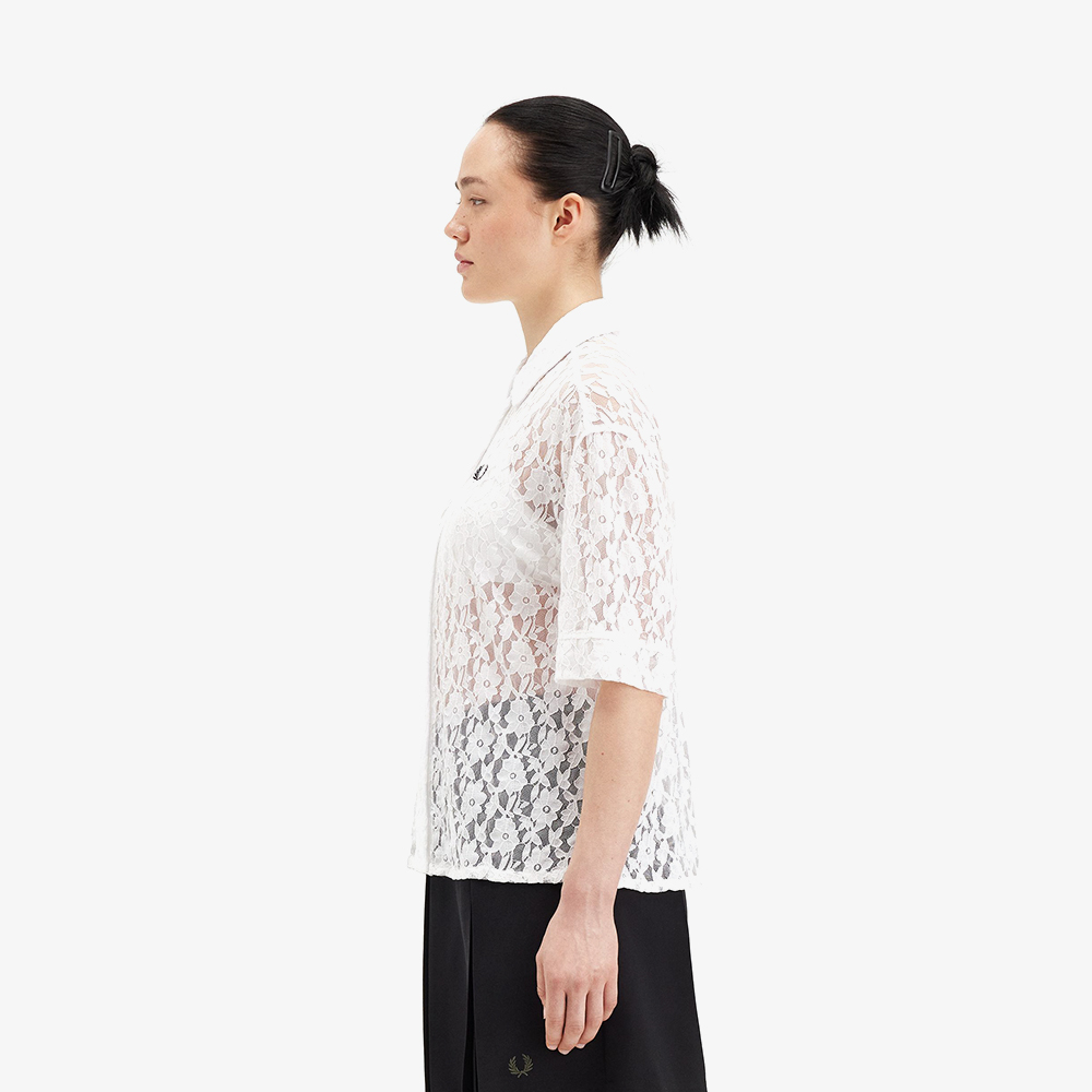 프레드페리 우먼즈 씨스루 레이스 셔츠 스노우 화이트(Fred Perry Womens See-through Lace Shirt Snow White) - 3