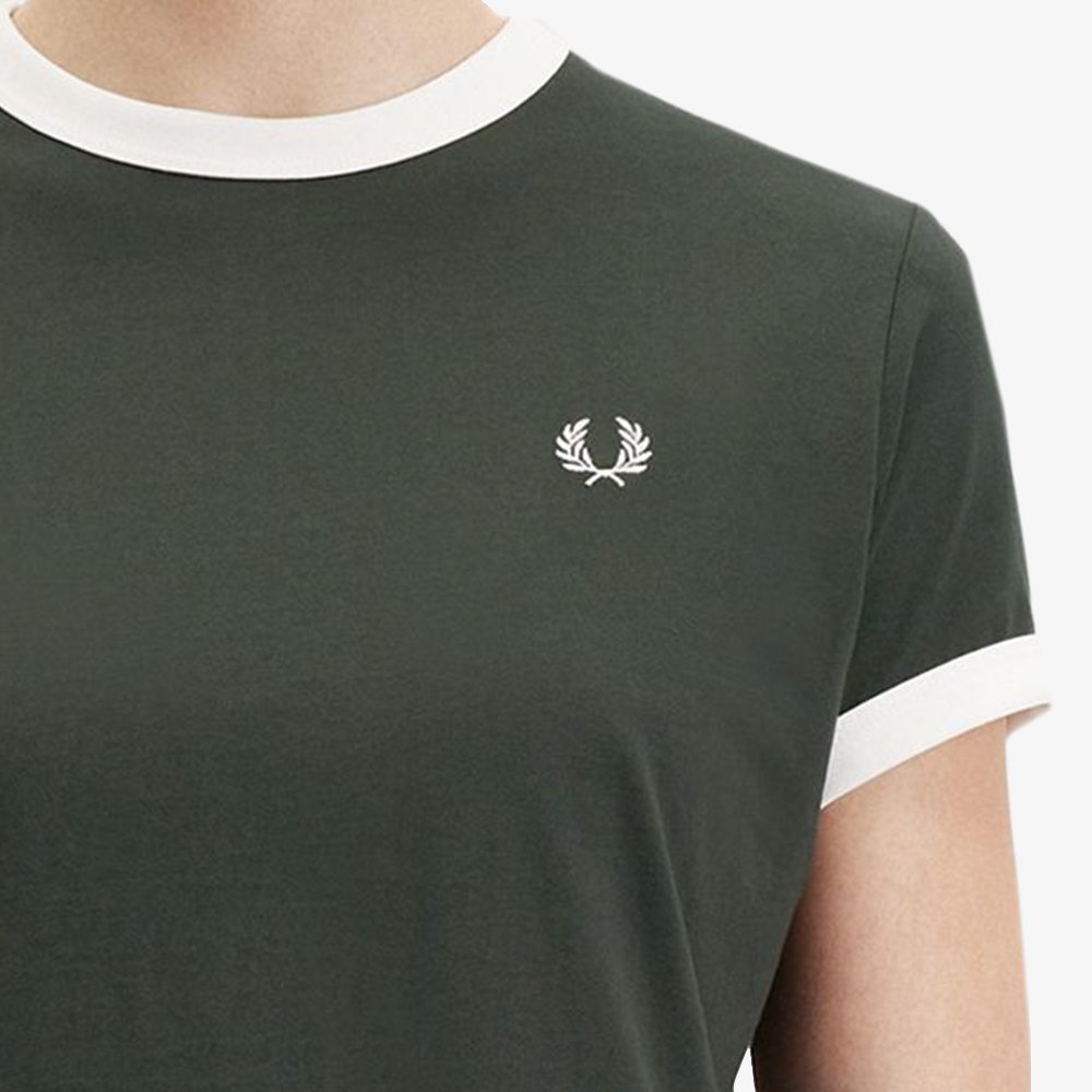 프레드페리 우먼즈 크롭 링어 티셔츠 코트 그린(Fred Perry Womens Cropped Ringer T-Shirt Court Green) - 6