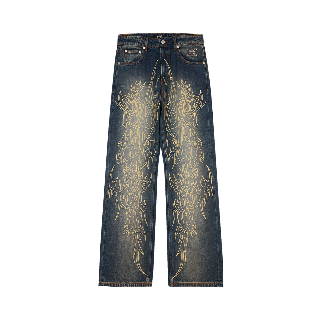 리벤지 트라이벌 크로스 데님 팬츠 코퍼 - 25SS(Revenge Tribal Cross Denim Pant Copper - 25SS)