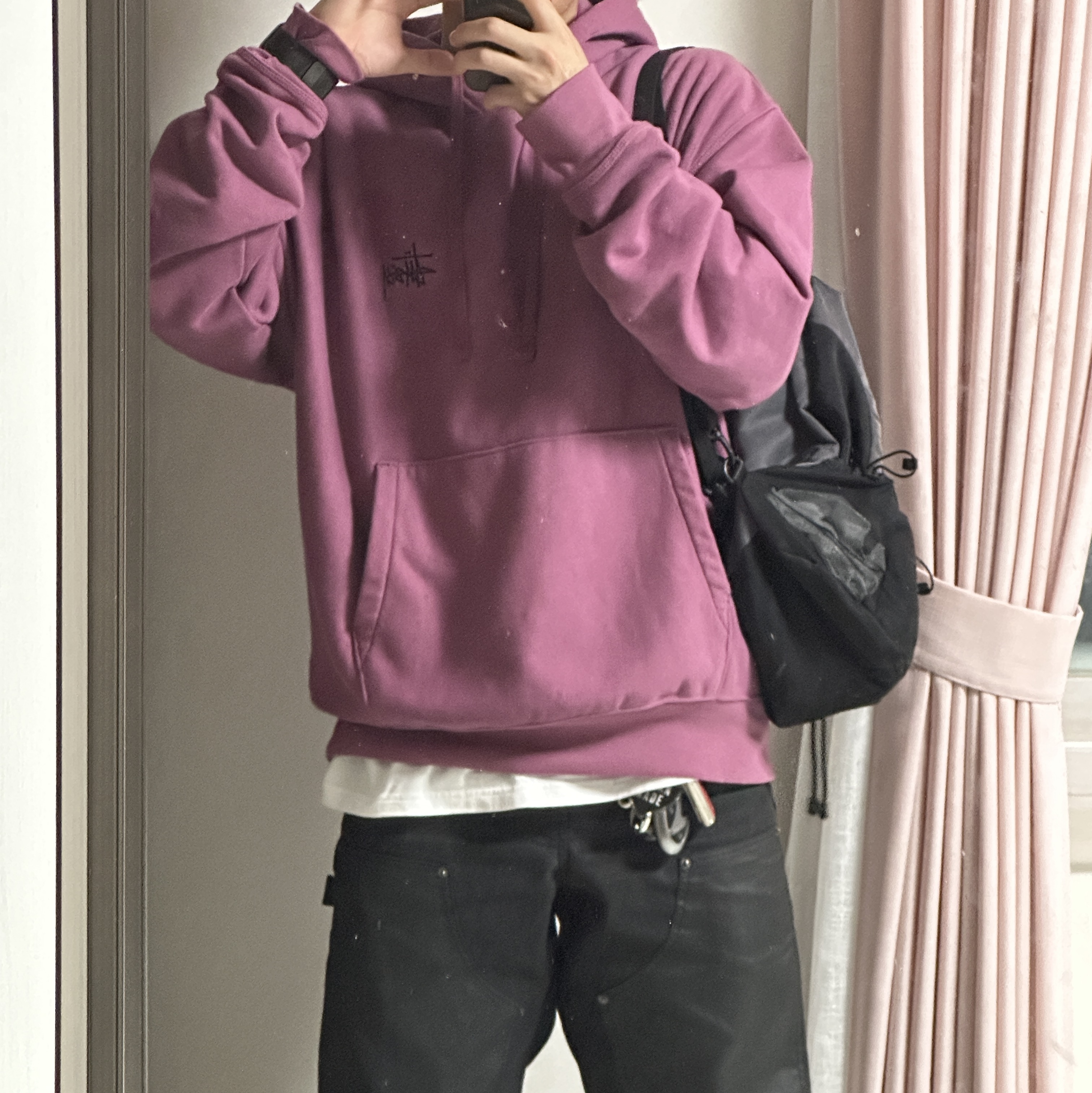 Stussy Basic Stussy Hoodie Berry 2024 착용 스타일