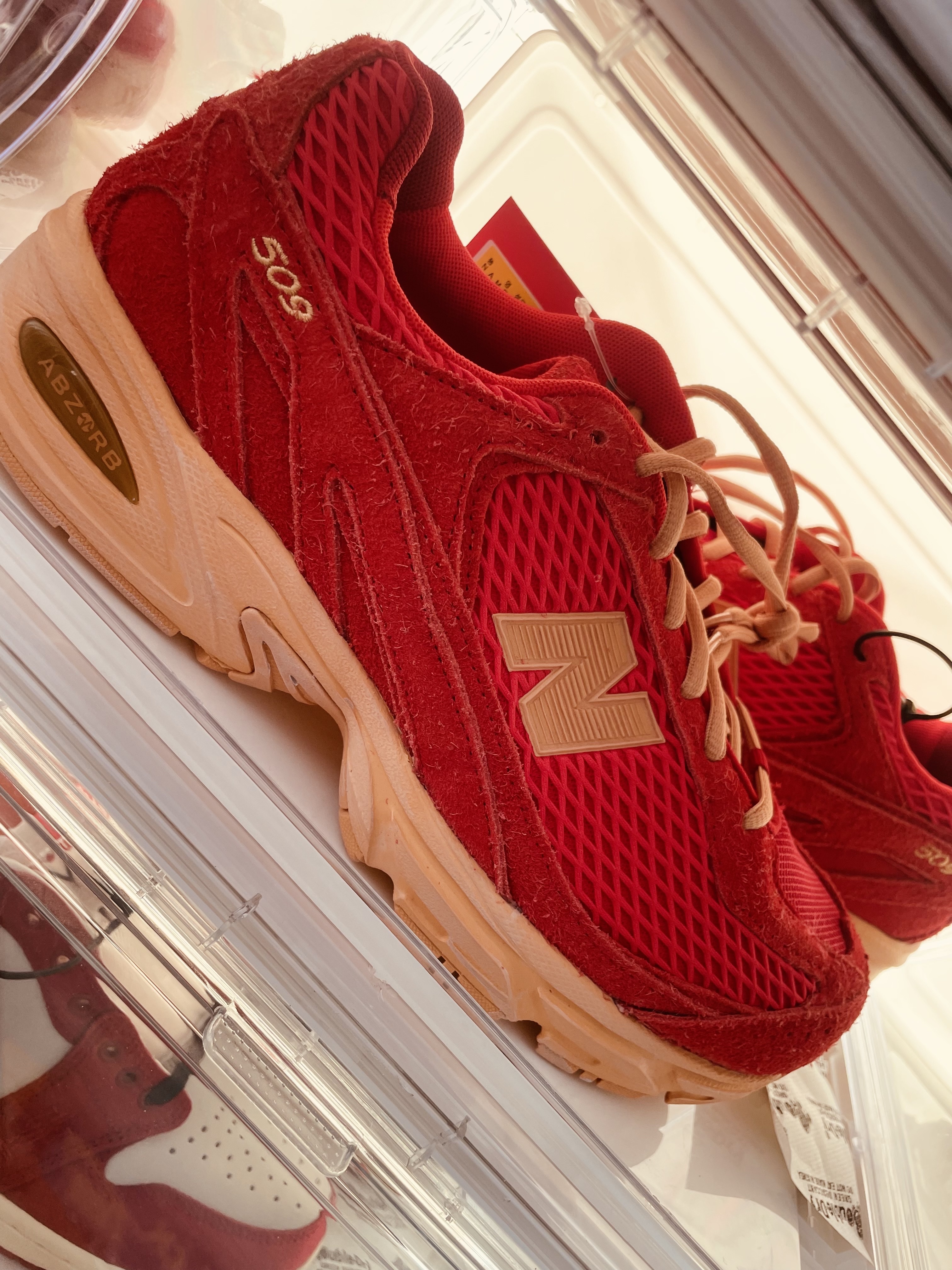 New Balance 509 Deep Red, Supreme Pigment Coated S Logo 6-Panel Red - 25SS 착용 스타일 - 6