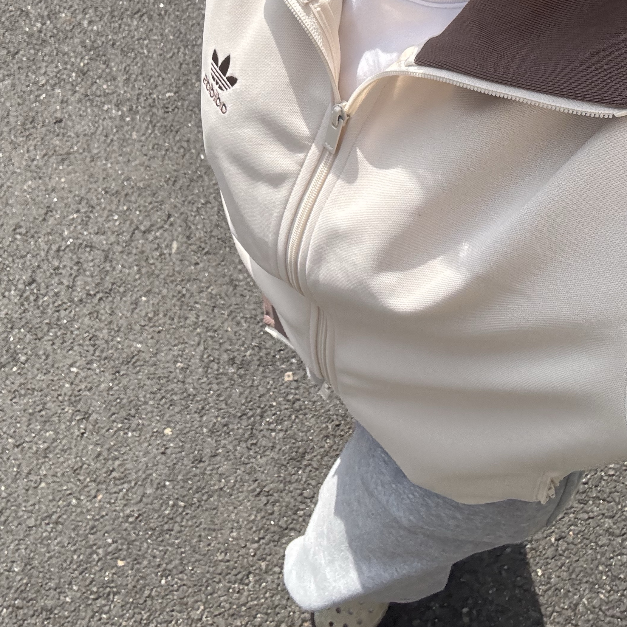 Adidas Adicolor Classic Beckenbauer Track Top Wonder White Trace Brown - KR Sizing 착용 스타일 - 2