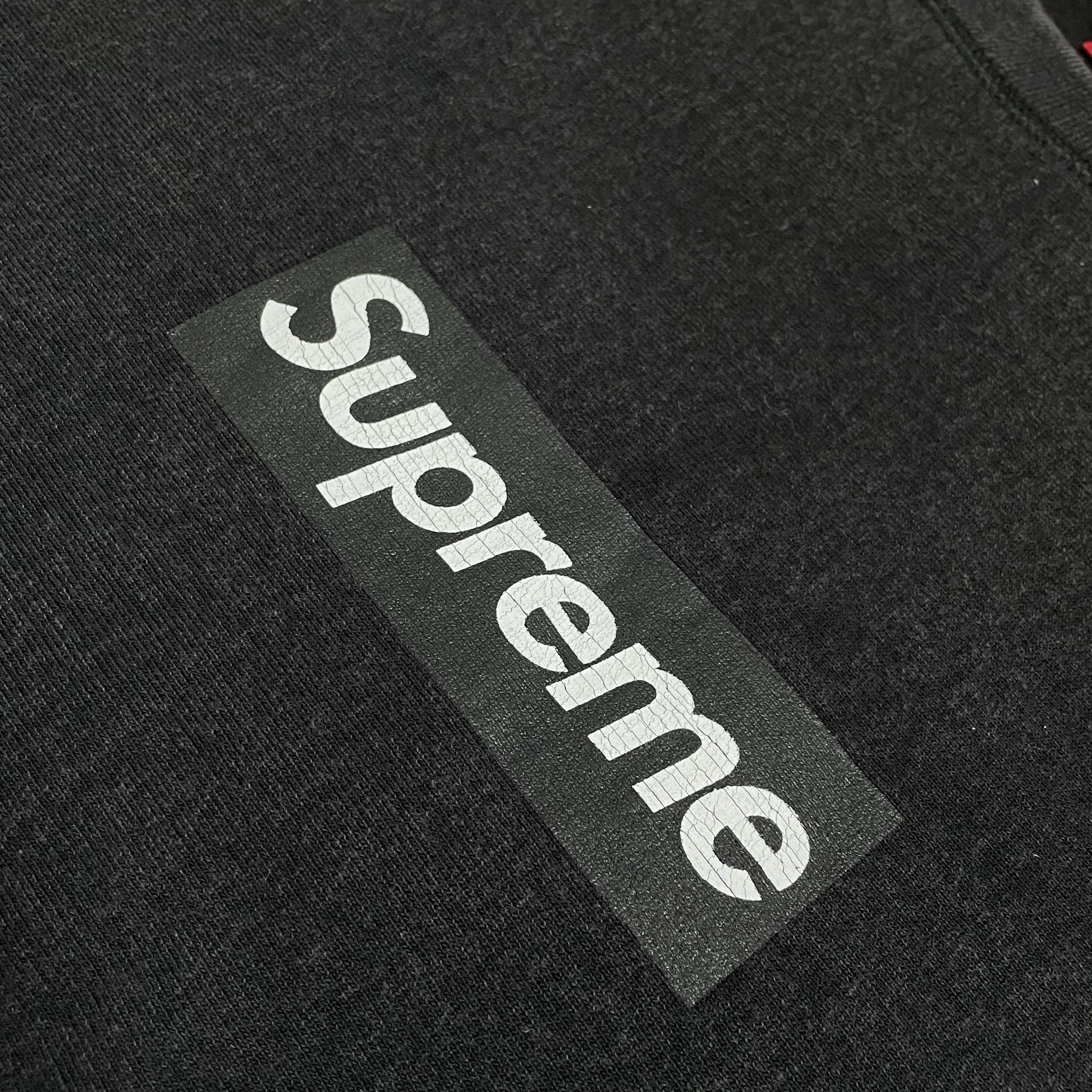 Supreme Washed Box Logo Crewneck Black - 25SS 착용 스타일 - 2