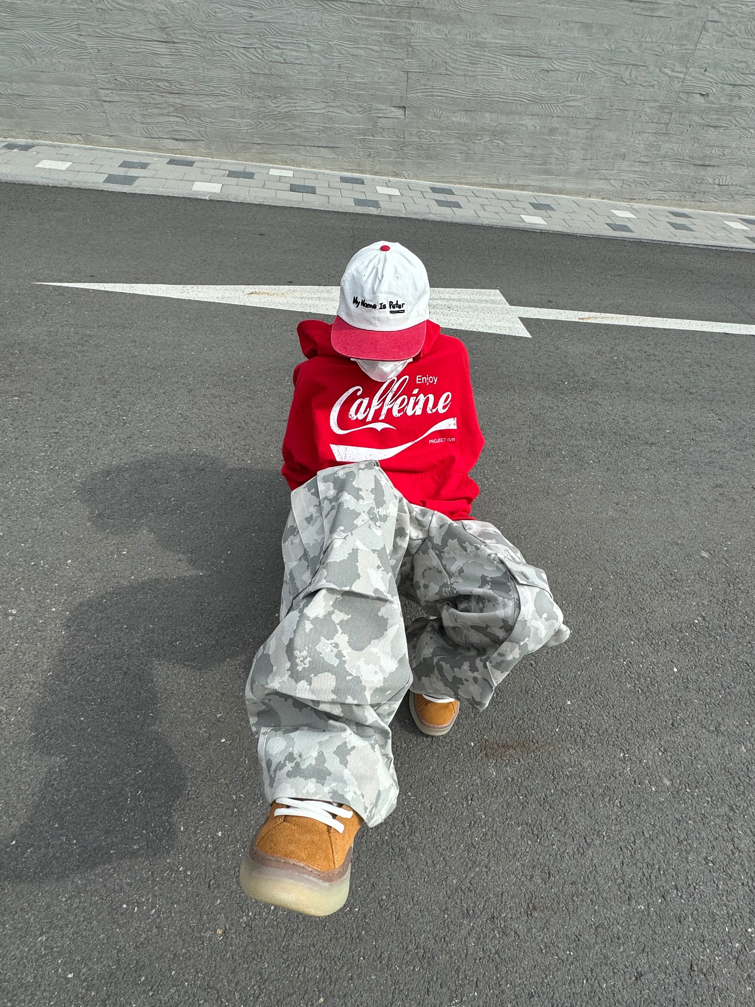 Hono Report Big Pocket Cargo Pants Snow Camo, ERL Vamp Skate Shoe Natural Brown 착용 스타일 - 1