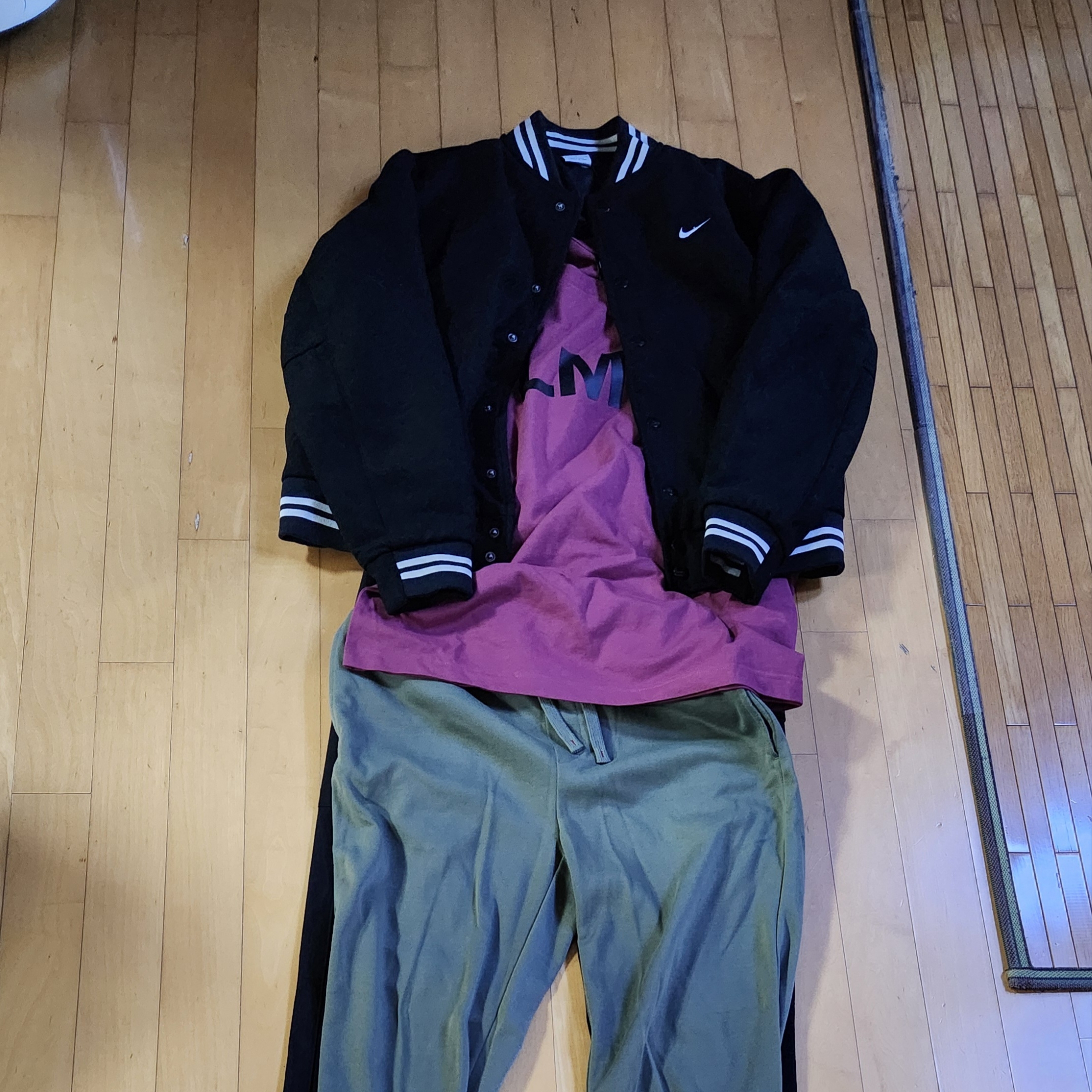 Nike NSW Authentics Varsity Jacket Black - Asia 착용 스타일