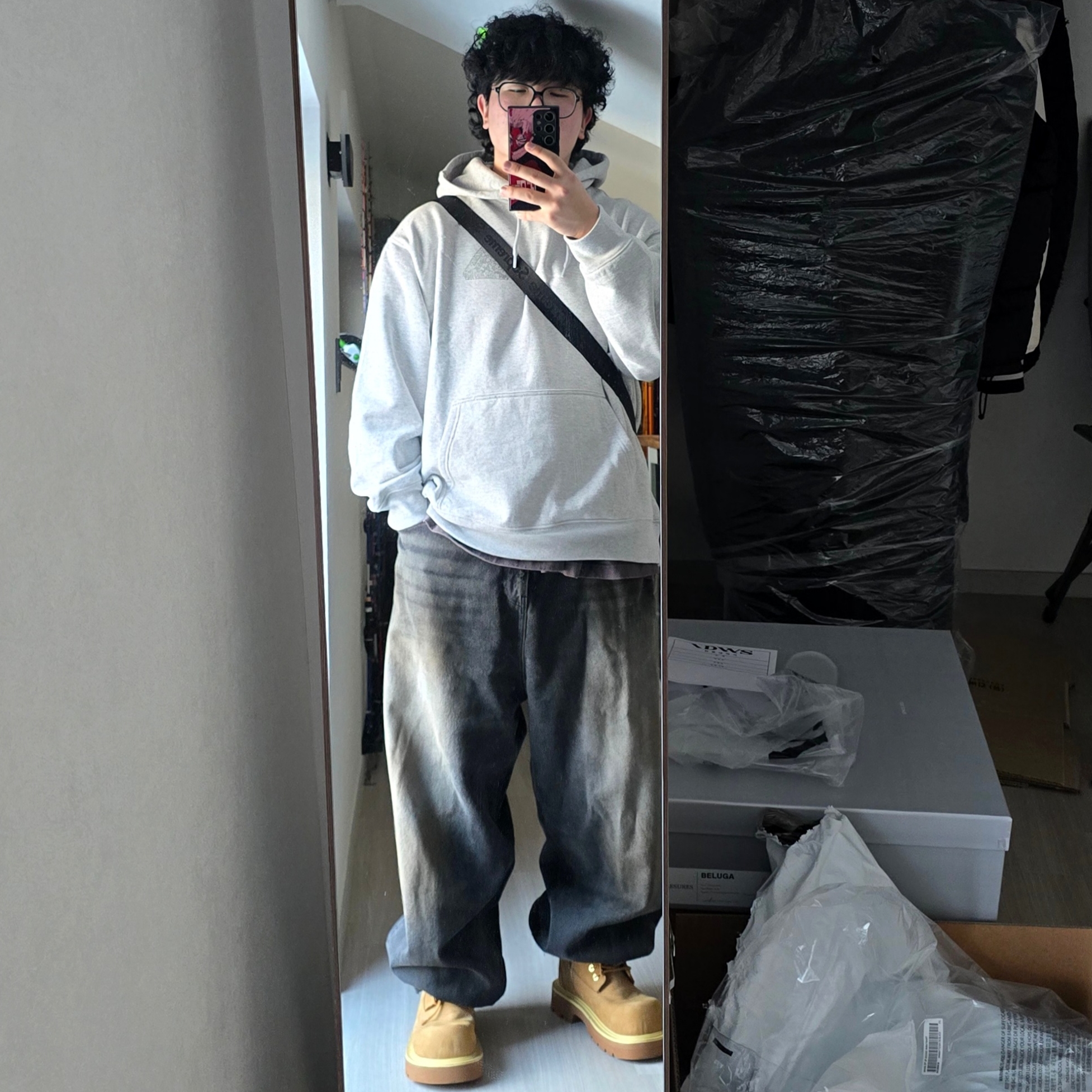 Palace Zodiac Tri-Ferg Hood Grey Marl - 25SS, Supreme Utility Bag Black - 25SS 착용 스타일 - 2