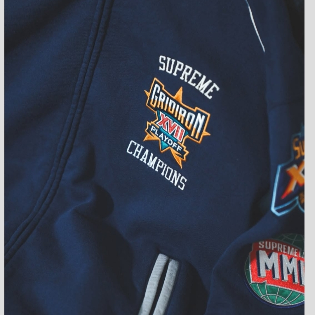 Supreme Playoffs Zip Up Hooded Sweatshirt Navy - 25SS 착용 스타일 - 9