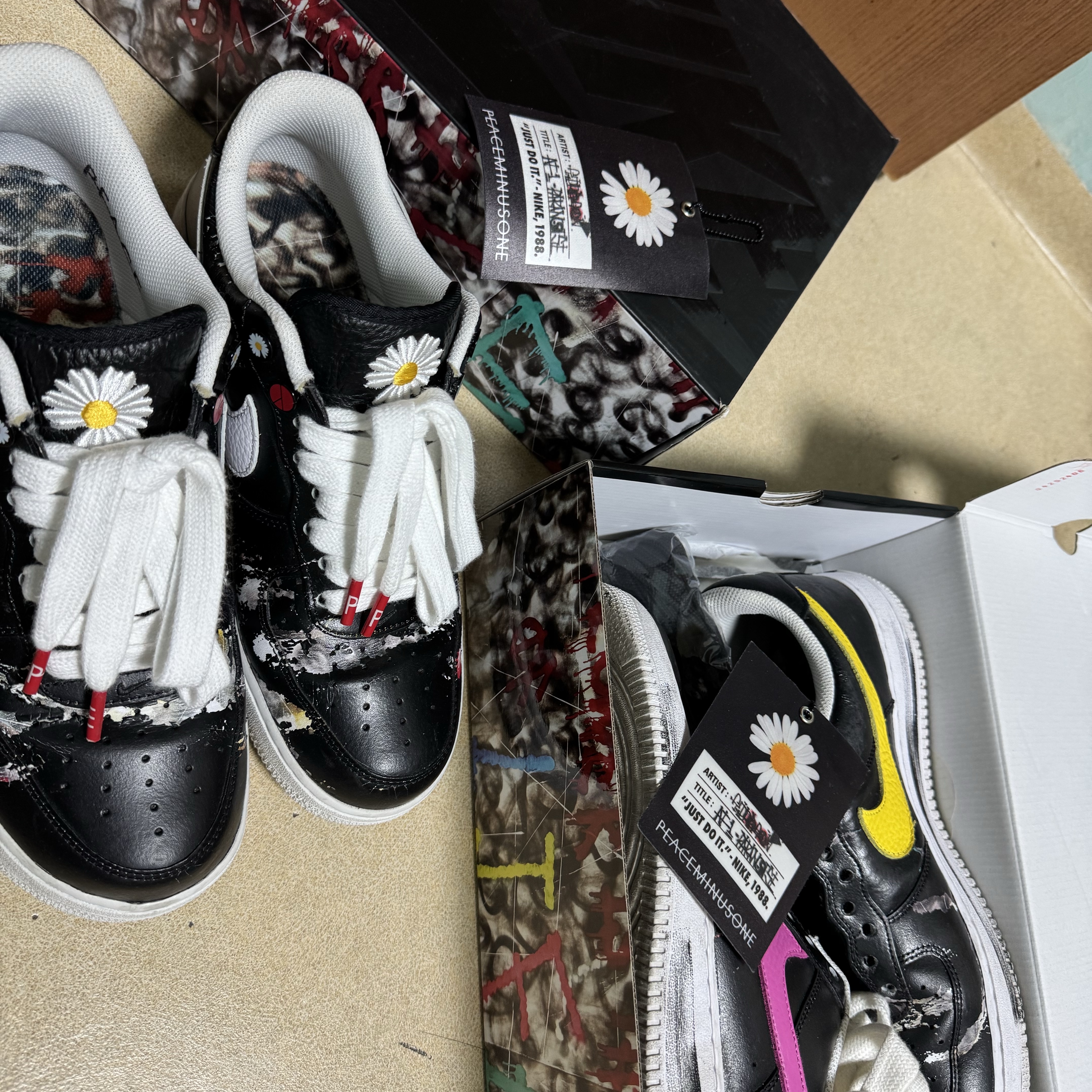 Nike x Peaceminusone Air Force 1 Low Para-Noise, Nike x Peaceminusone Air Force 1 Low Para-Noise 3.0 Black and Multicolor 착용 스타일