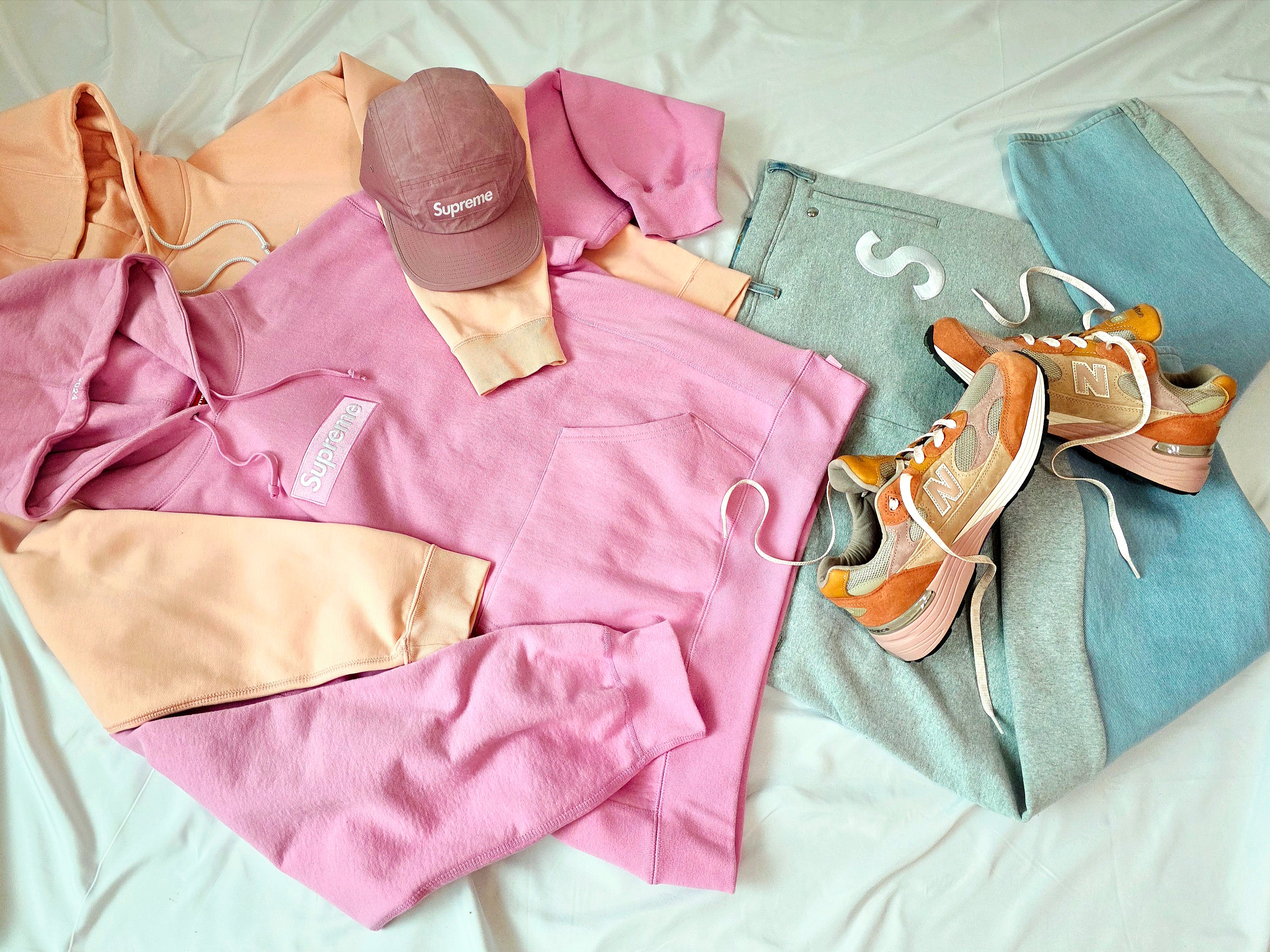 New Balance x Joe Freshgoods 992 Made in USA Aged Well, Supreme Waxed Ripstop Camp Cap Light Pink - 24FW 착용 스타일 - 3
