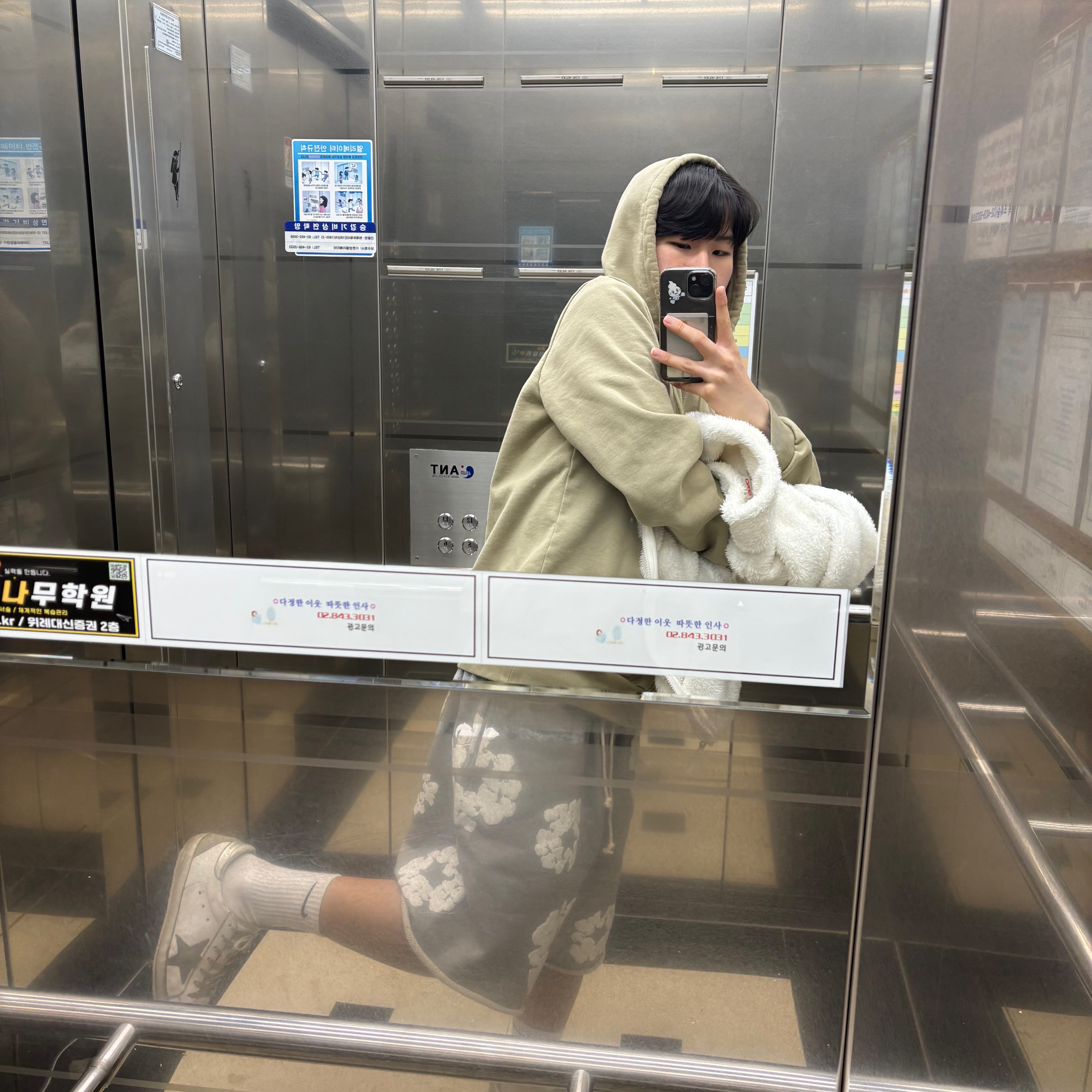Denim Tears The Cotton Wreath Shorts Grey, Lacoste Organic Cotton Zip-Up Sweatshirt Beige 착용 스타일