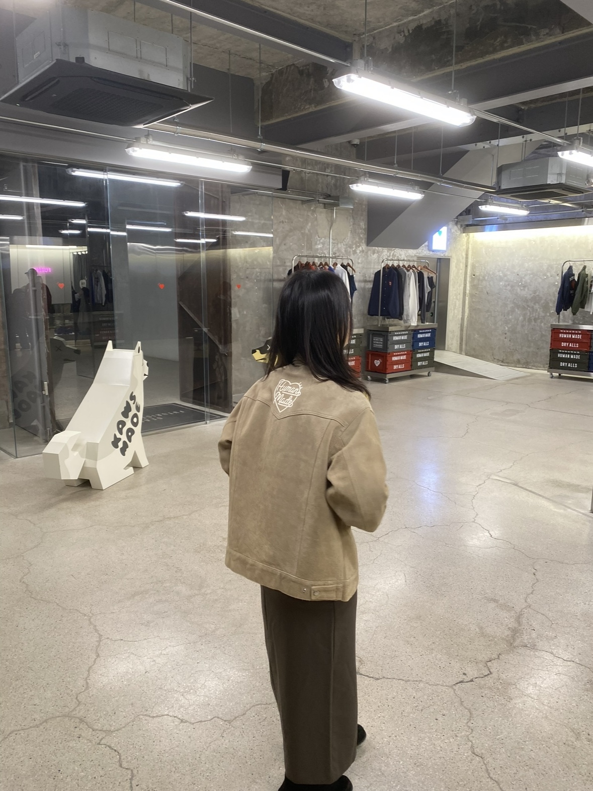 Human Made Suede Leather Jacket Beige 착용 스타일