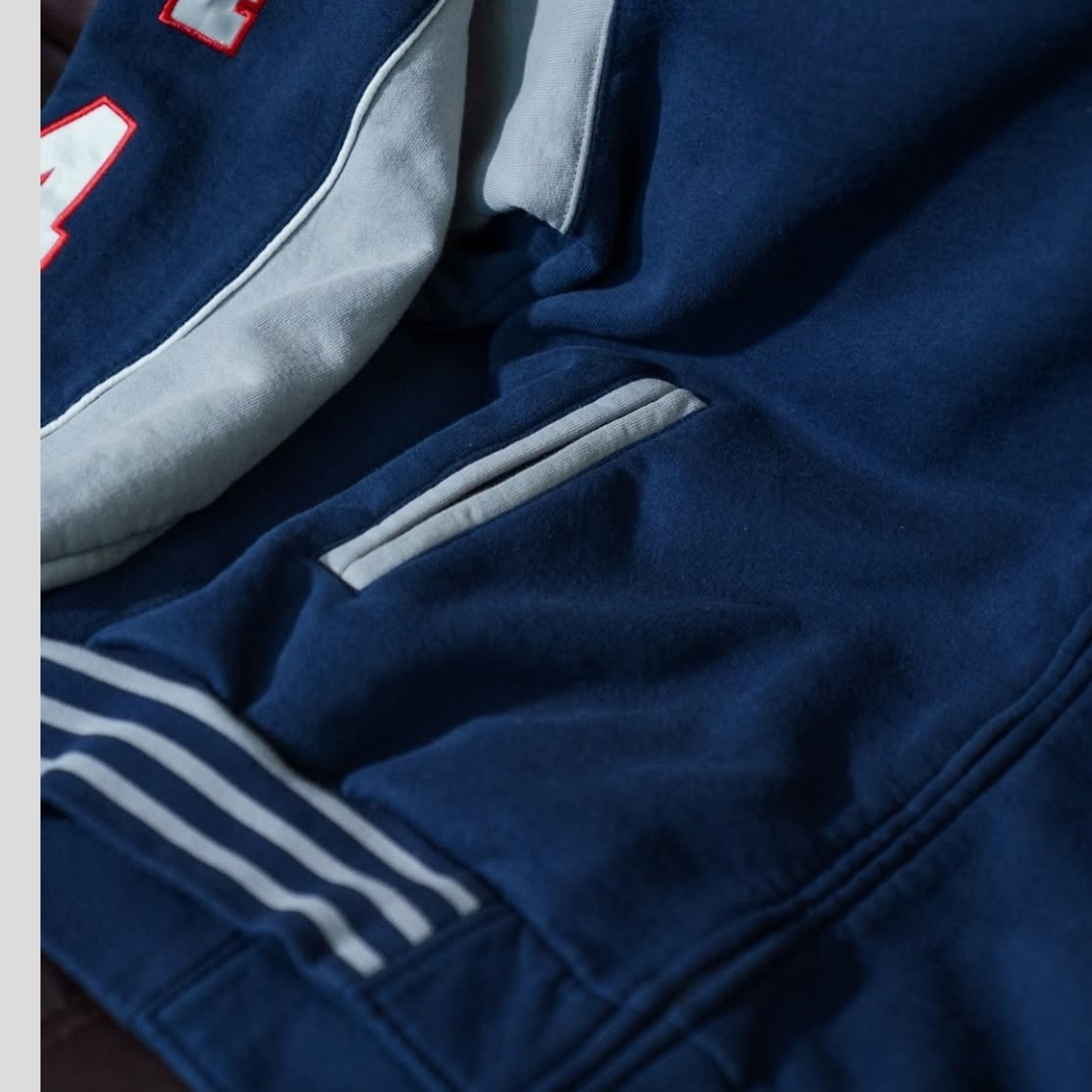 Supreme Playoffs Zip Up Hooded Sweatshirt Navy - 25SS 착용 스타일 - 8