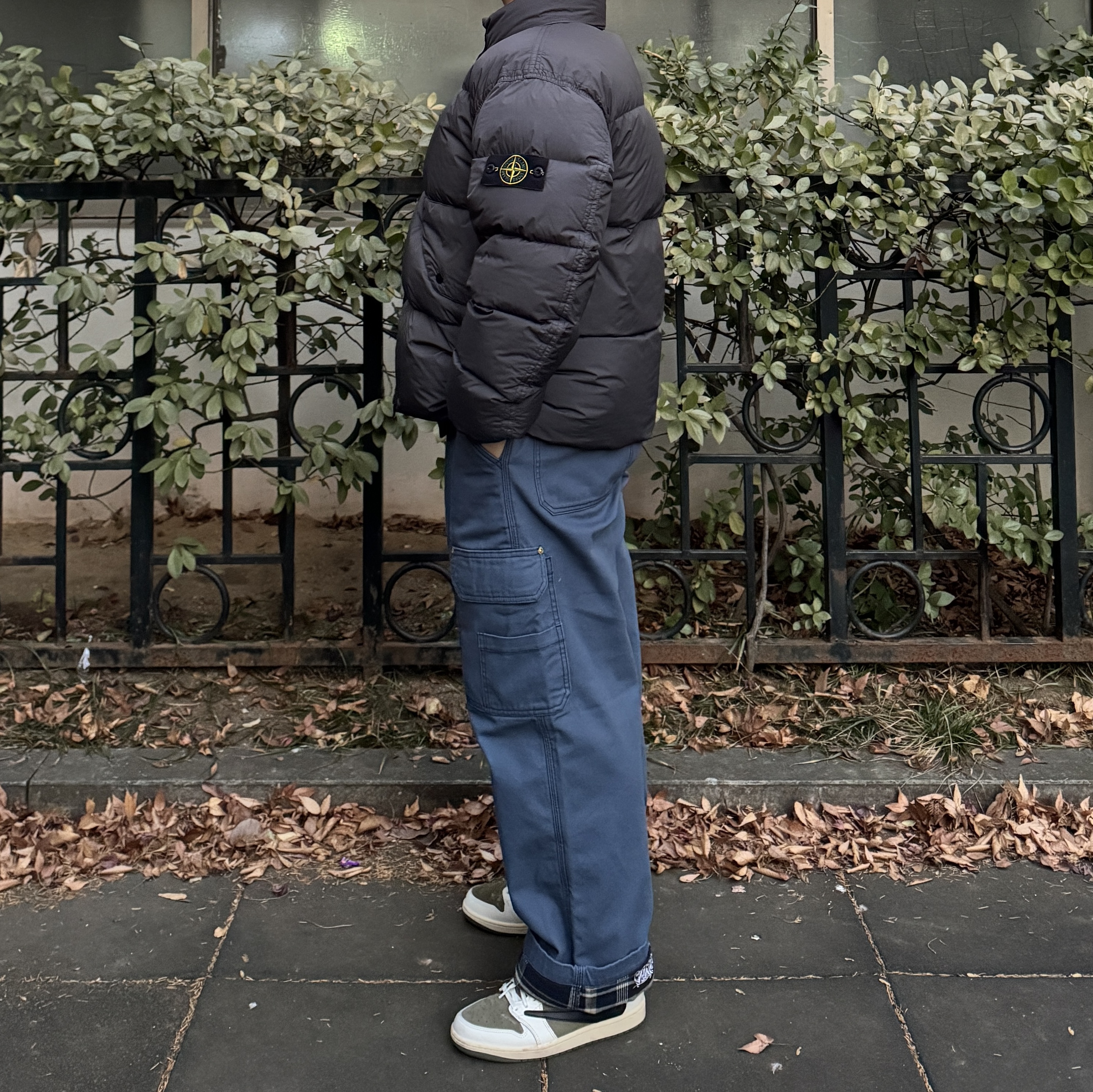 Supreme x Dickies Flannel Lined Cargo Pant Light Blue - 24FW, Jordan 1 x Travis Scott Retro Low OG SP Reverse Olive 착용 스타일 - 2