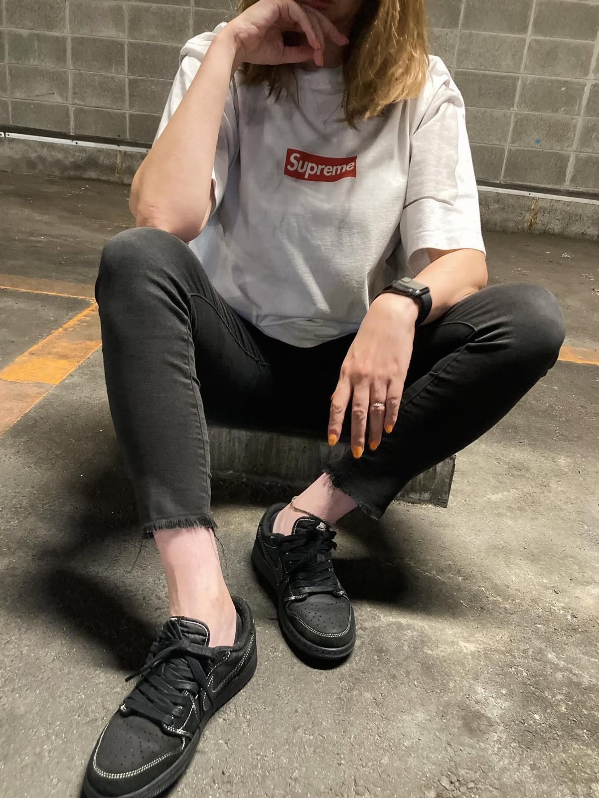 Supreme x MM6 Maison Margiela Box Logo T-Shirt White - 24SS 착용 스타일 - 4