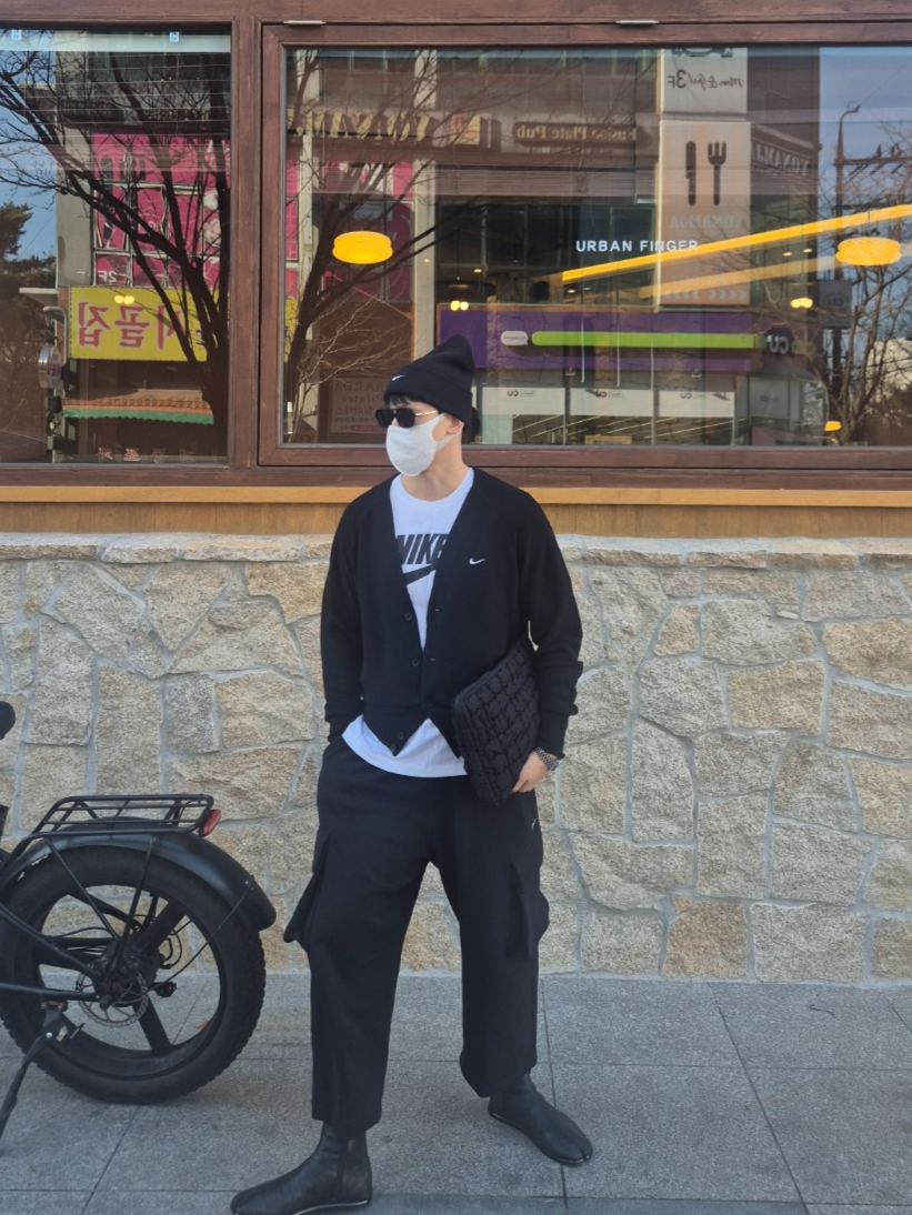 Nike Beanie Black, Nike SB Skateboarding Cardigan Black - Asia 착용 스타일 - 2