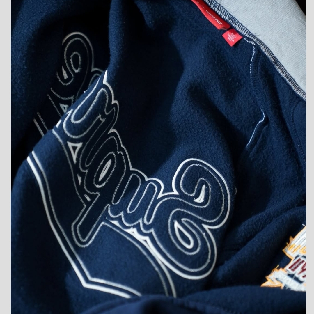 Supreme Playoffs Zip Up Hooded Sweatshirt Navy - 25SS 착용 스타일 - 5