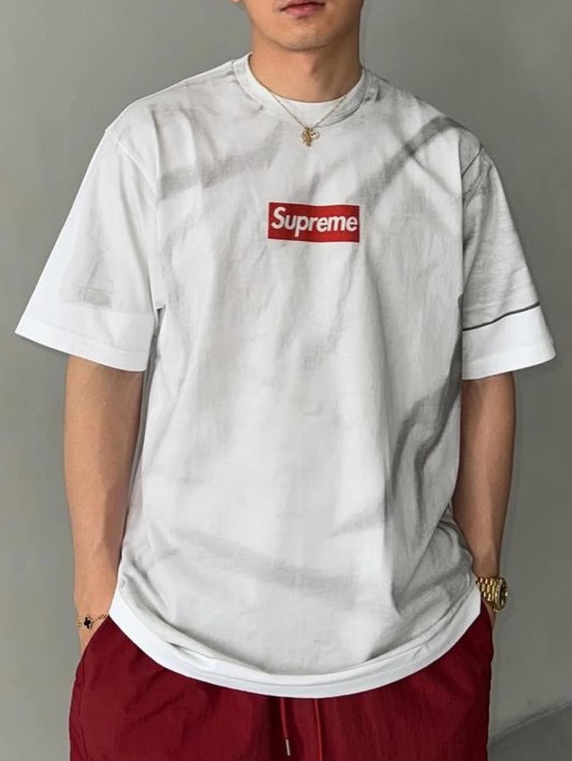 Supreme x MM6 Maison Margiela Box Logo T-Shirt White - 24SS 착용 스타일 - 2