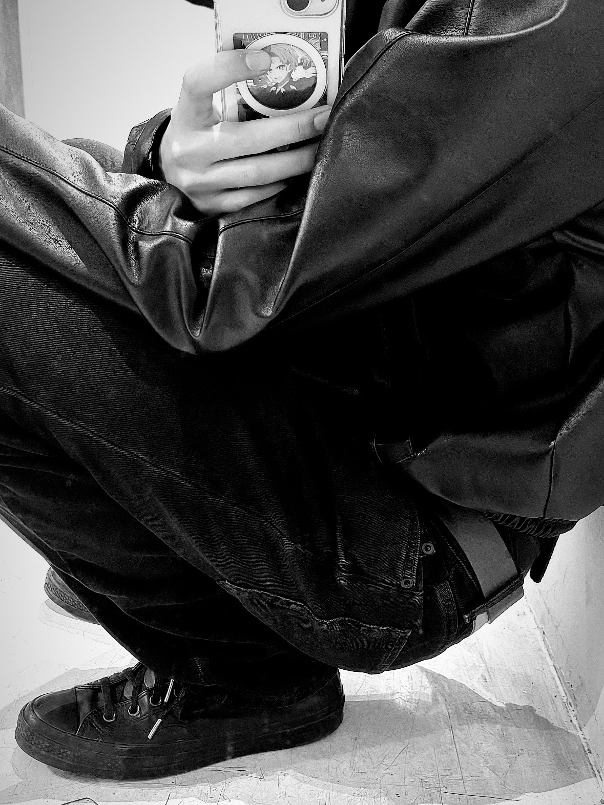 Converse Chuck 70 Leather Zip Black 착용 스타일 - 2