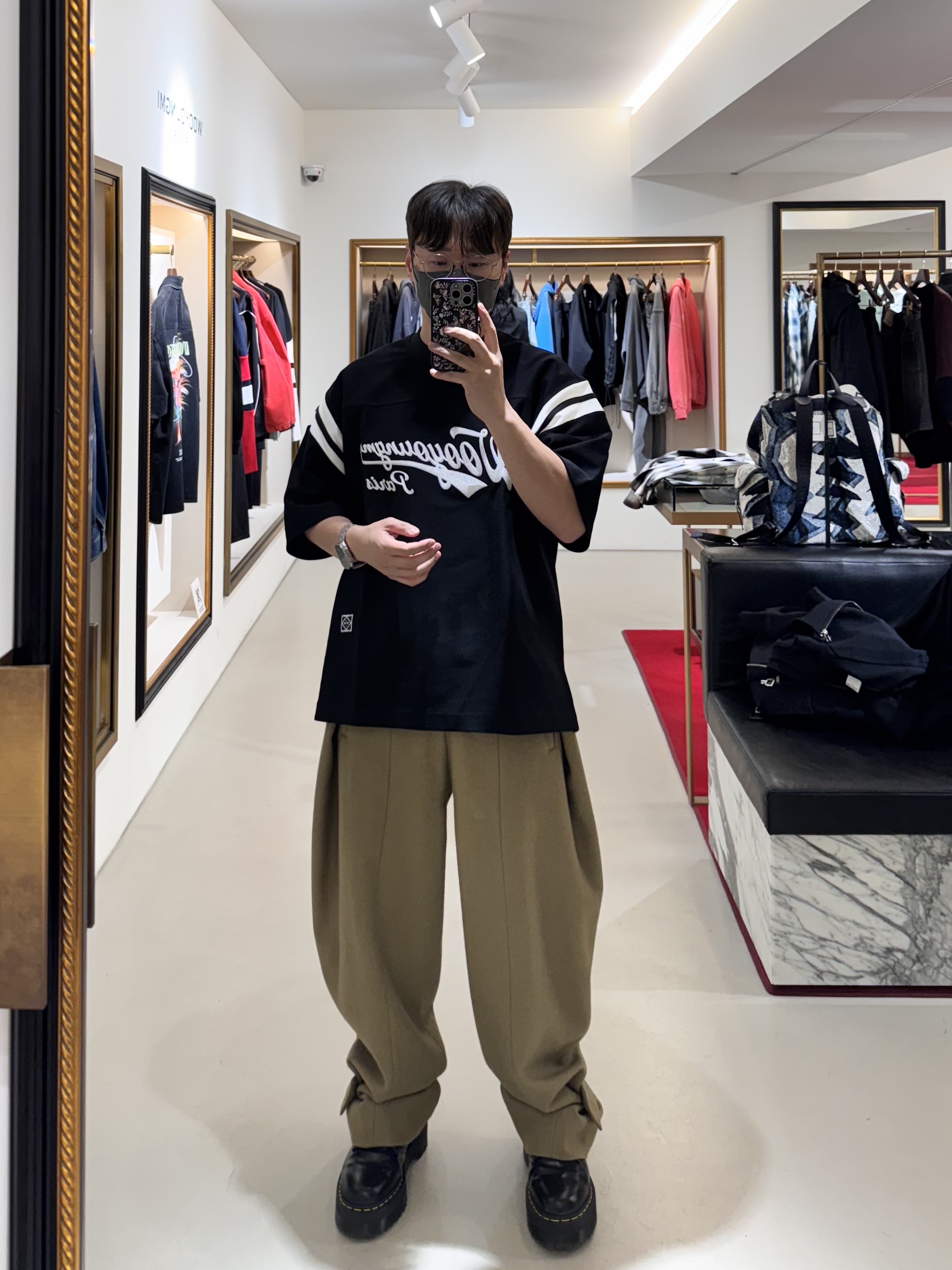 Wooyoungmi Flower Dyeing Hooded Black - 25SS, Wooyoungmi Tweed Blouson Jumper Navy - 23SS 착용 스타일 - 5