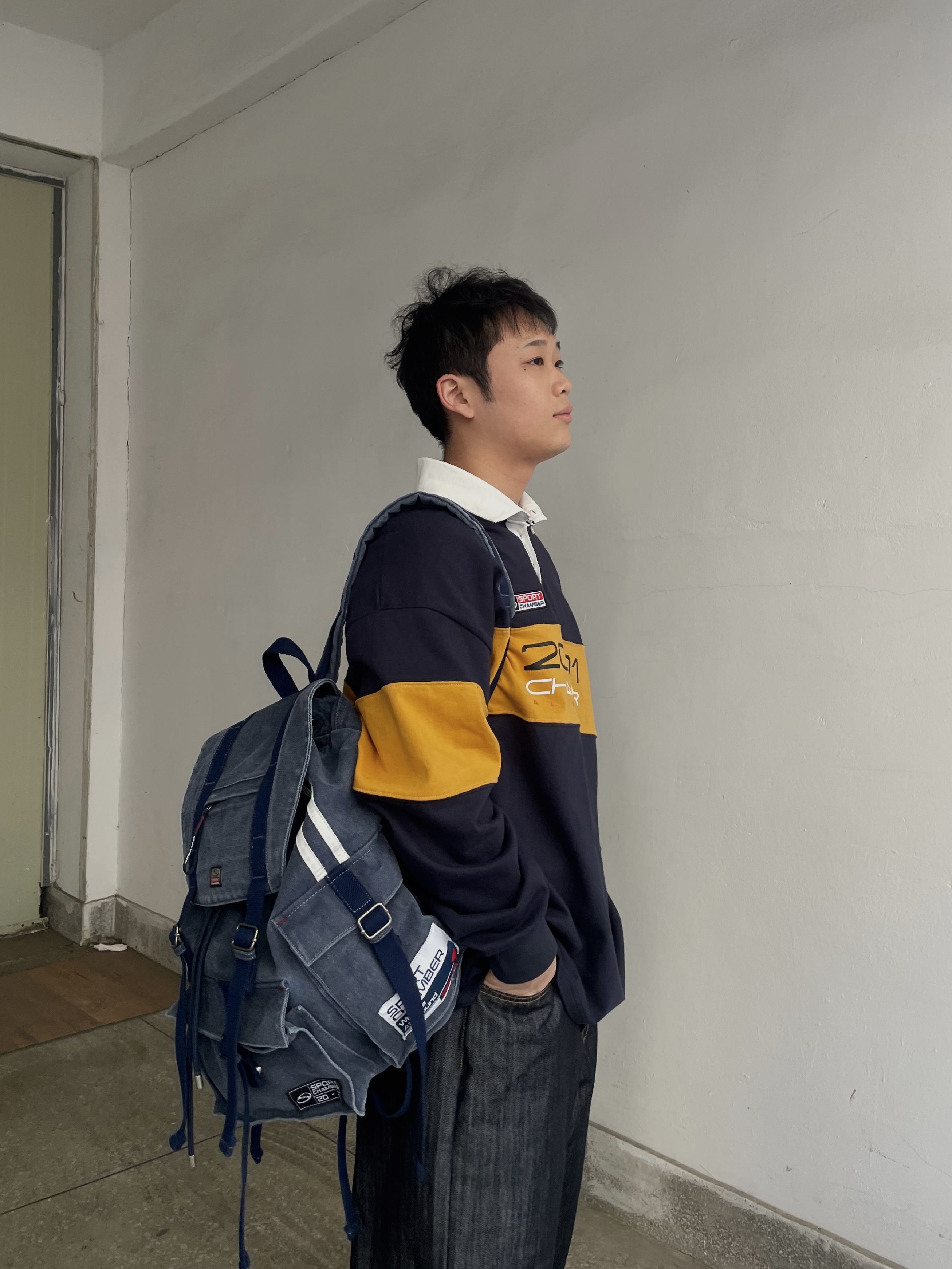 Mizuno Wave Prophecy LS Off White, SPORT CHAMBER SC Sporty Rucksack Navy 착용 스타일 - 2