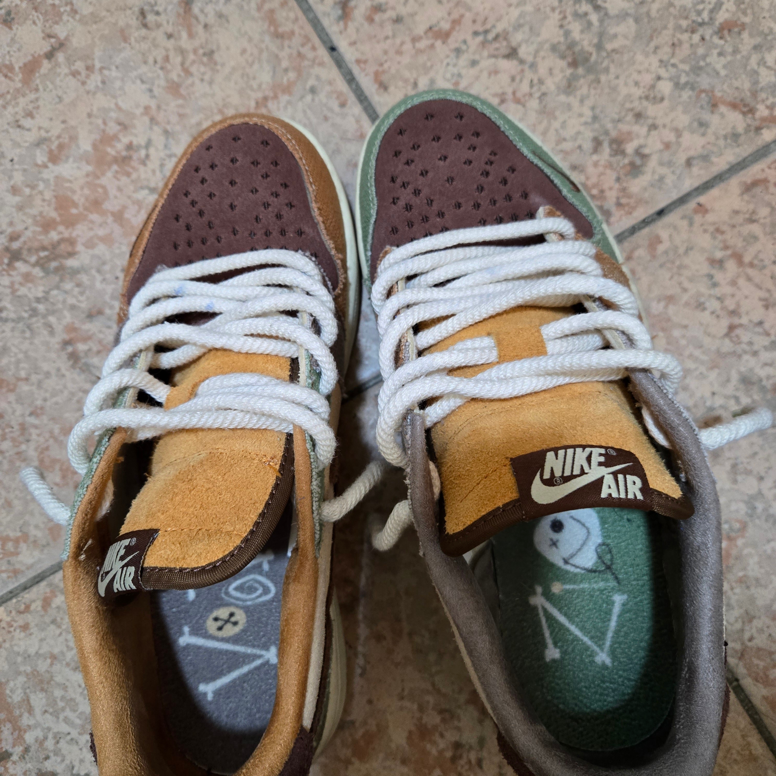 Jordan 1 x Zion Williamson Retro Low OG Flax and Oil Green 착용 스타일