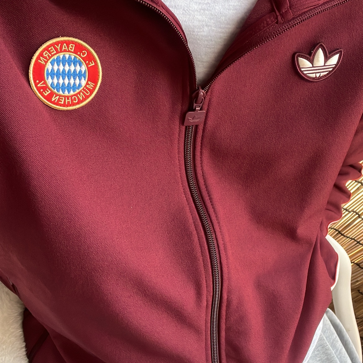 Adidas FC Bayern Terrace Icon Track Top Shadow Red - KR Sizing 착용 스타일
