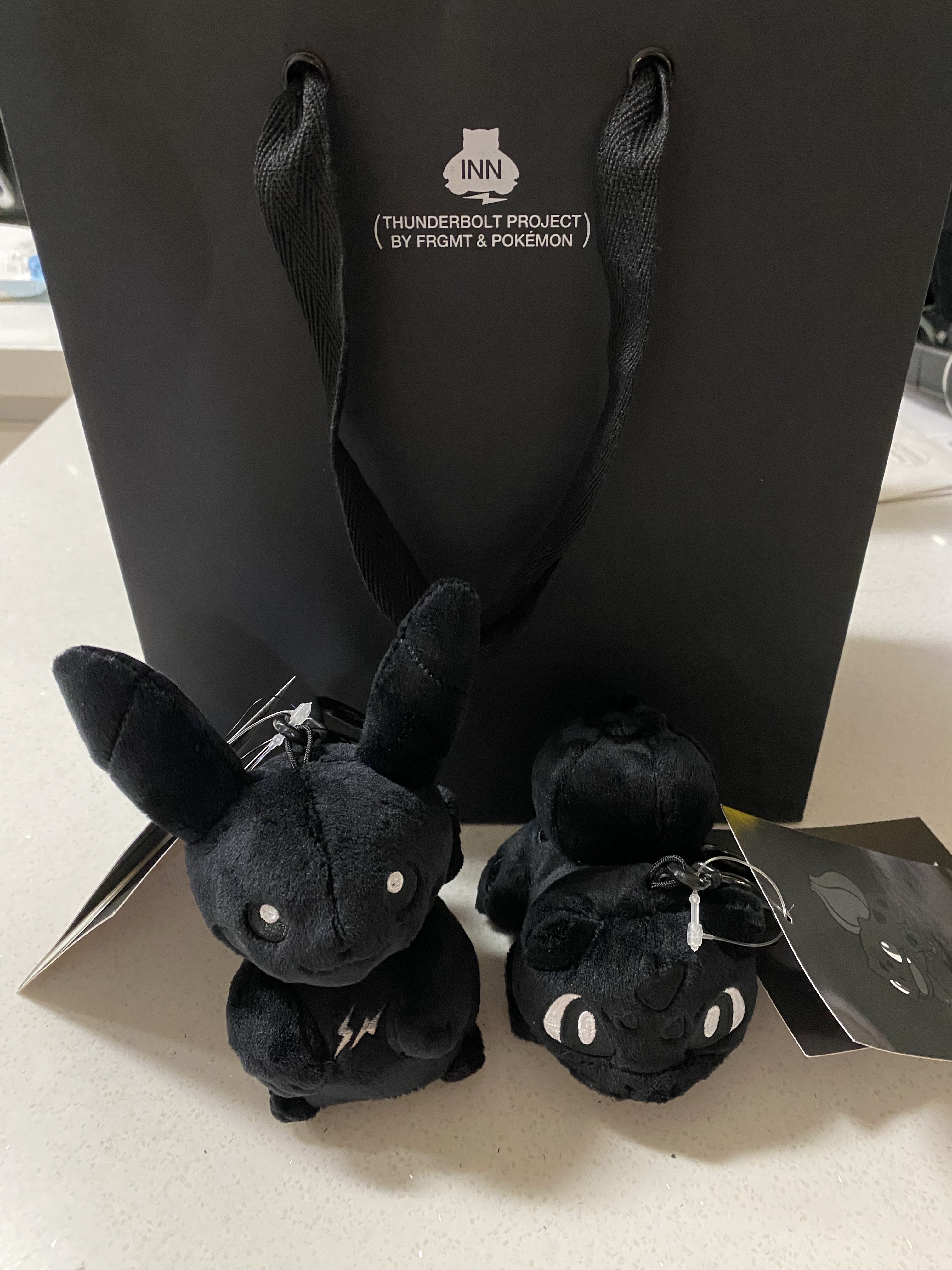 Fragment x Pokemon INN Thunderbolt Project TBP Mascot Key Ring Fushigidane Black, Fragment x Pokemon INN Thunderbolt Project TBP Mascot Key Ring Pikachu Black 착용 스타일