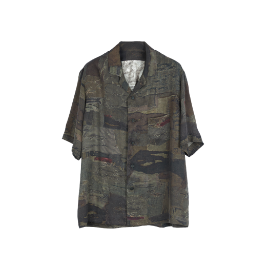 KM5BSHSZC01KK Ziggy Chen Digital Print Short Sleeve Shirt Khaki - 25SS