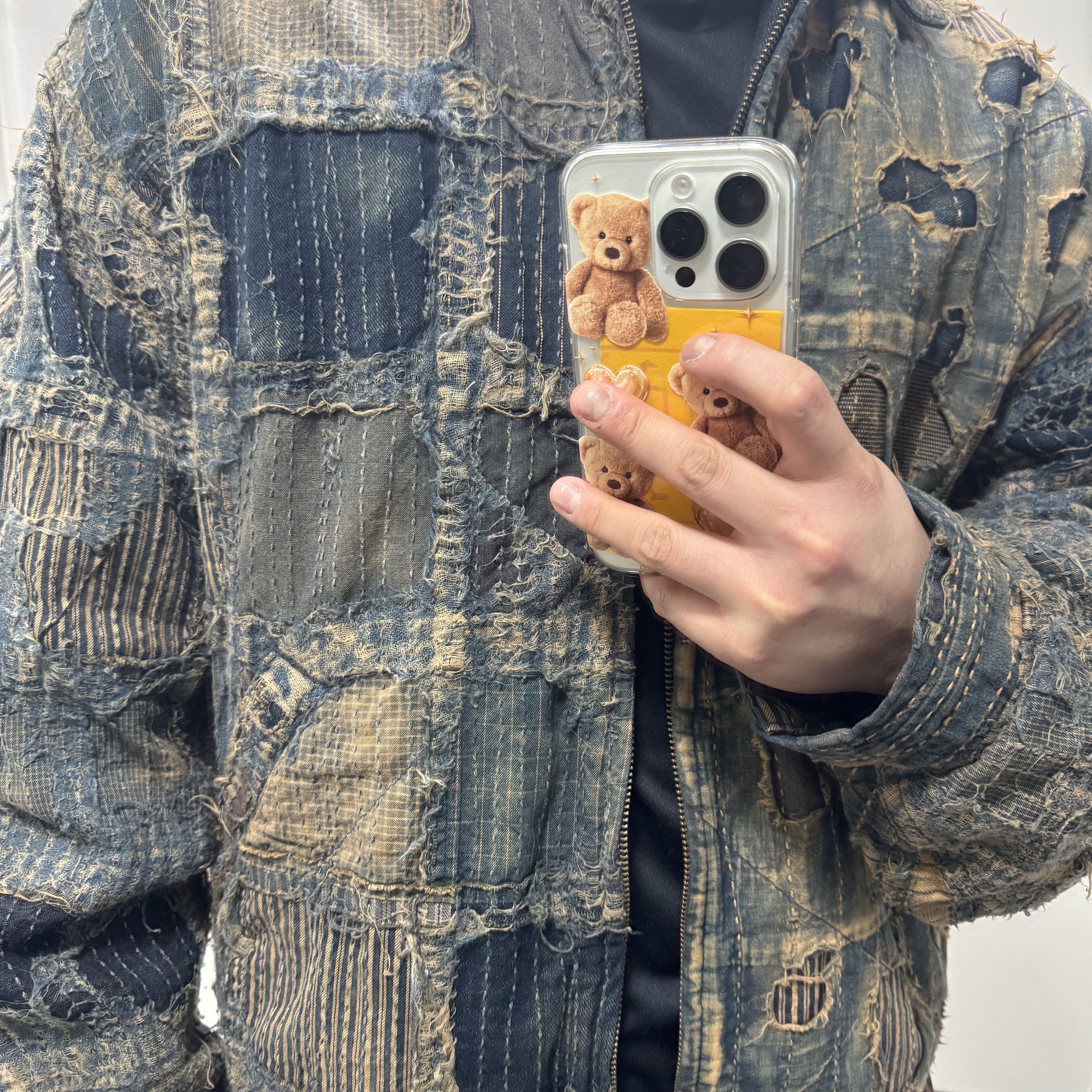 Kapital Boro T Back Drizzler Jacket Indigo 착용 스타일
