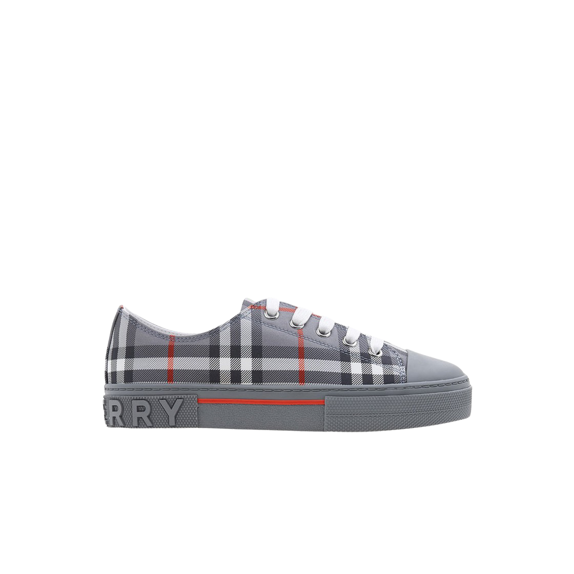 8073367 (Kids) Burberry Check Cotton Sneakers Cool Charcoal Grey