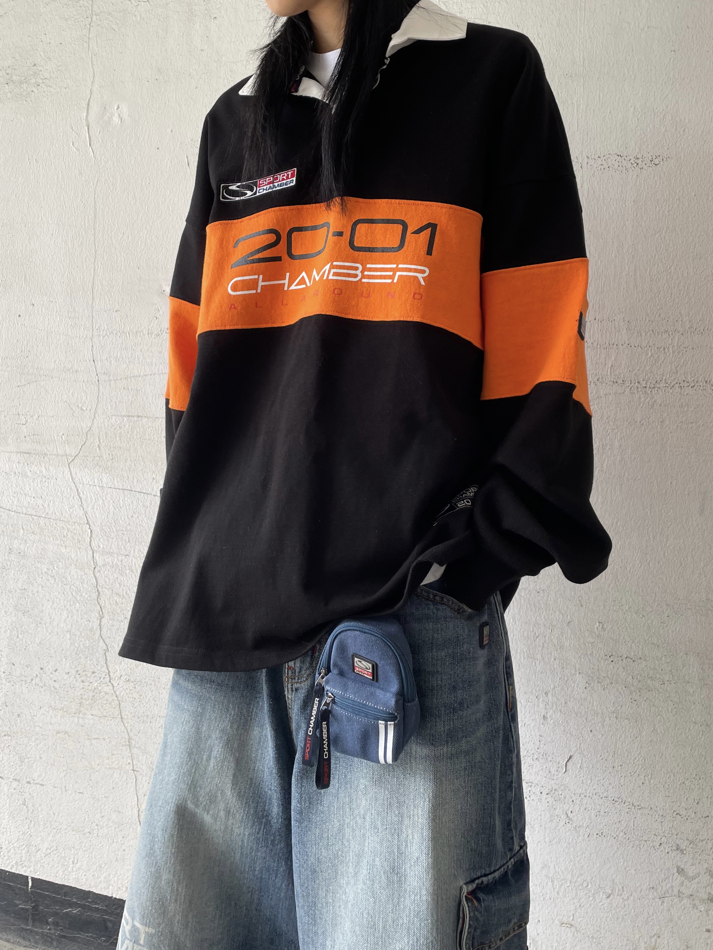 SPORT CHAMBER SC 90's Carpenter Denim Pants Blue, SPORT CHAMBER SC Sporty Rucksack Navy 착용 스타일 - 3