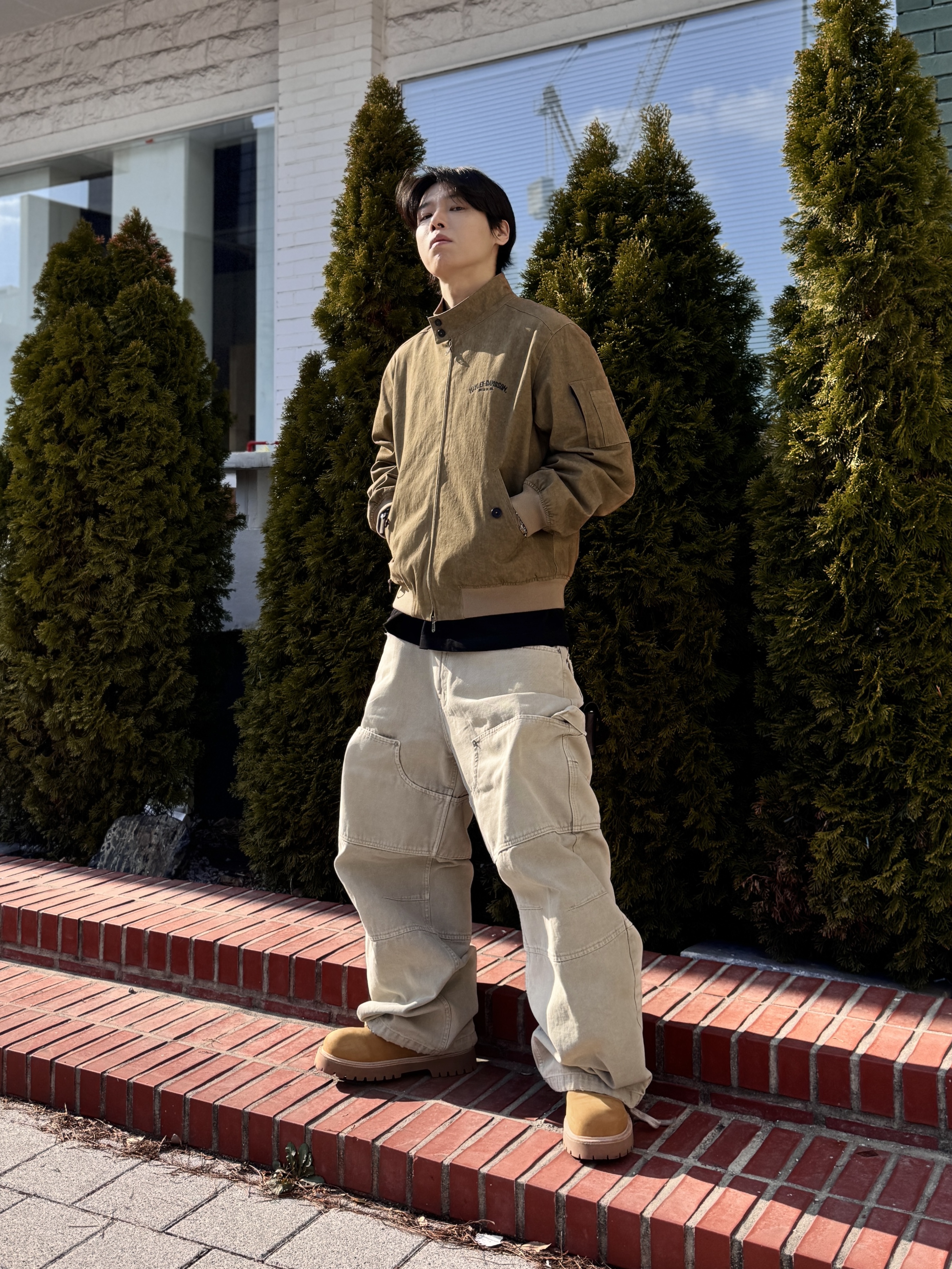 Nonnod Double Knee Cover Pants Vintage Beige, Kinchi x My Name Is Peter Boots - 888 (a) Yellow 착용 스타일 - 4