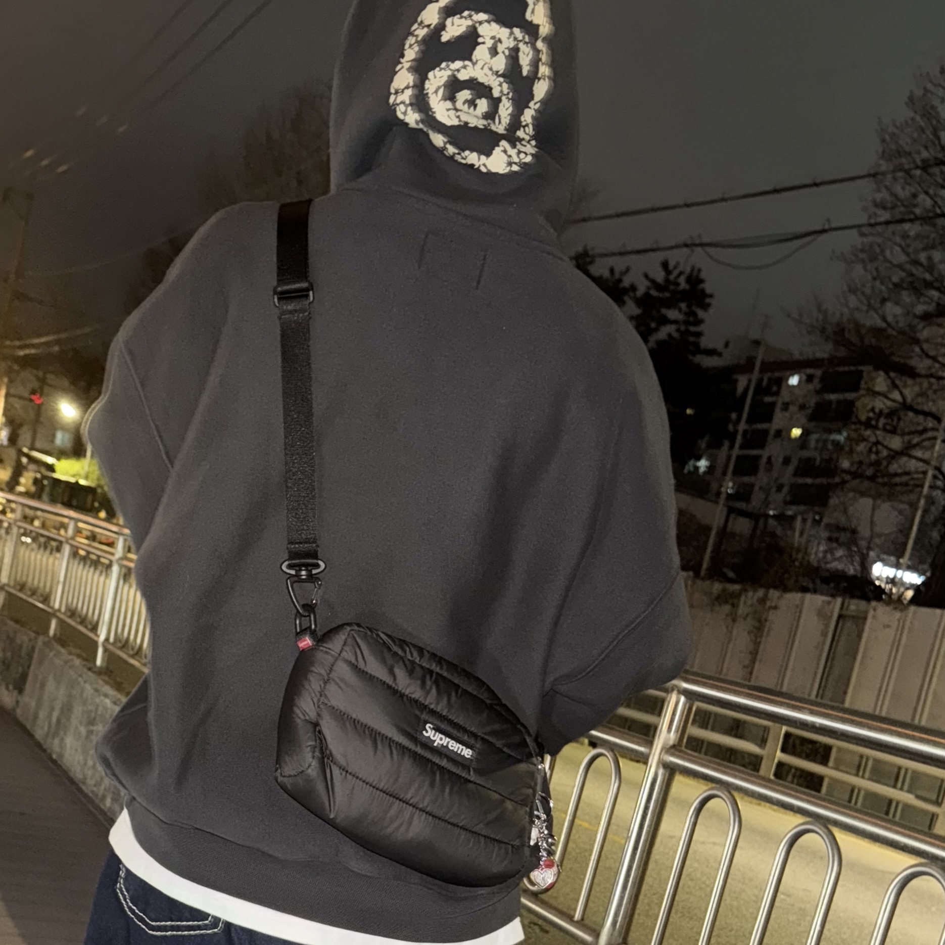 Stussy x Denim Tears Graphic Hoodie Black, Supreme Washed Canvas Camp Cap Black - 24SS 착용 스타일 - 2